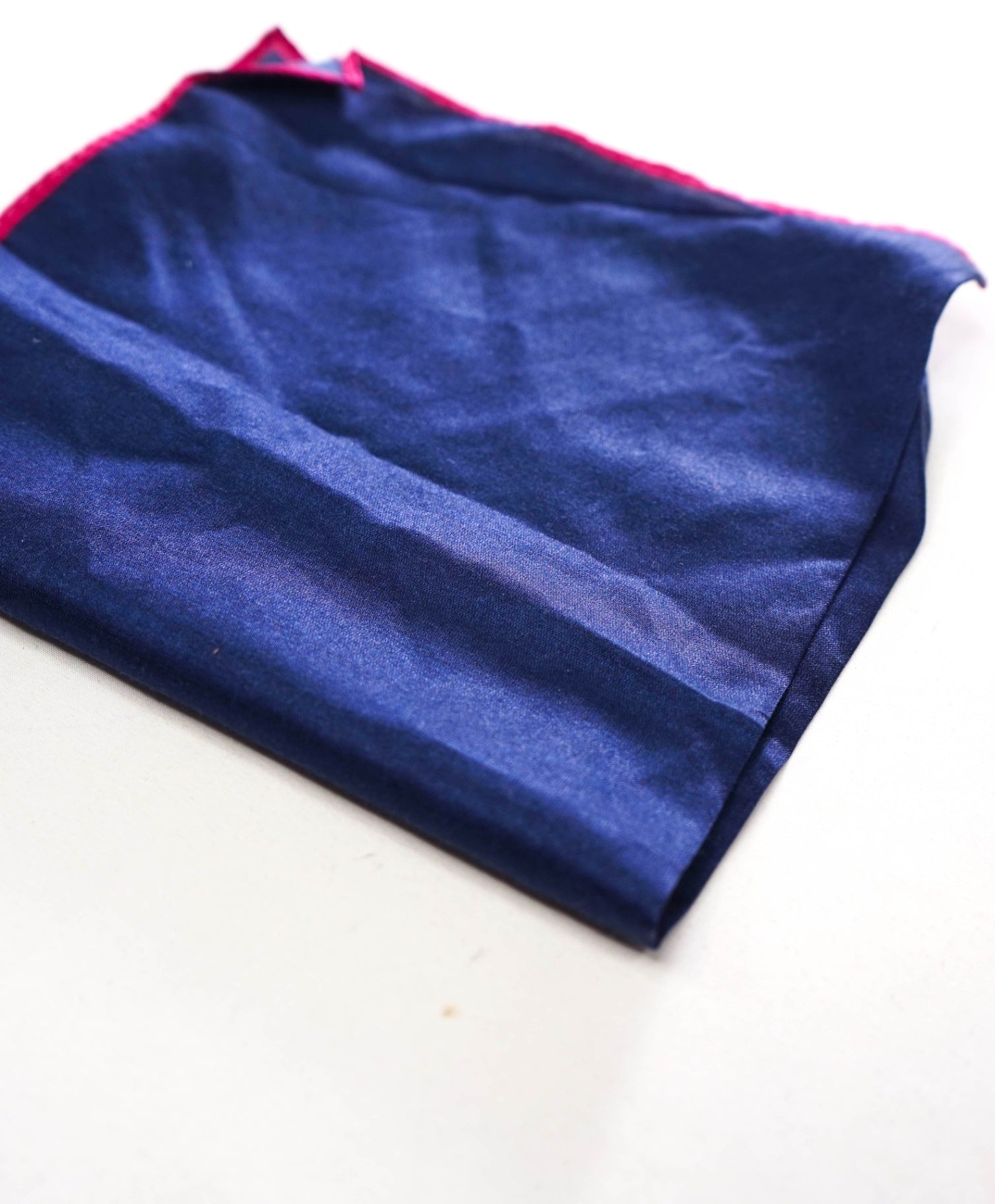 $69 SFA - Navy Blue & Pink Cotton/Silk Handkerchief - 13x13.5