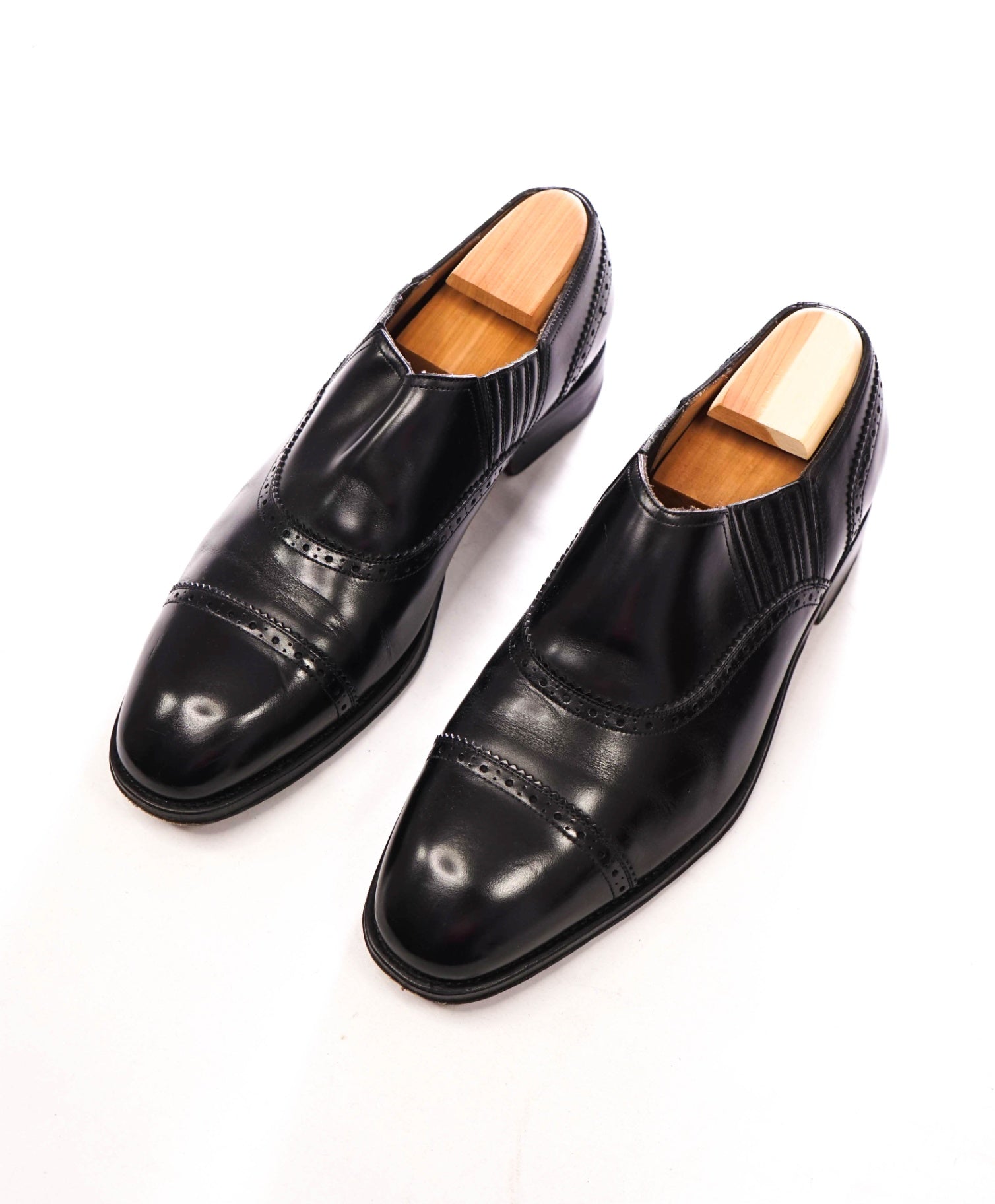 $1,295 FERRAGAMO - "TRAMEZZA" Black Leather Loafers - 10 3E