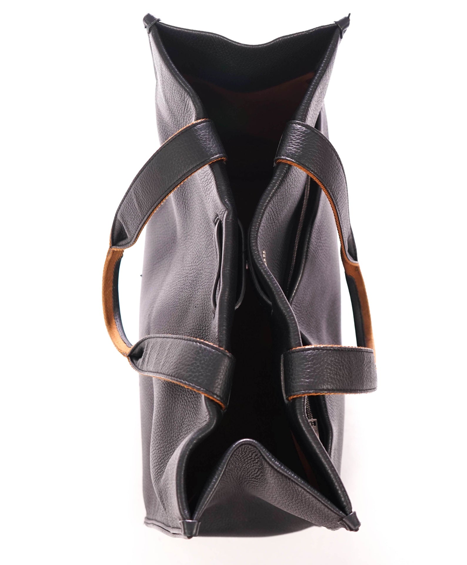 $3,000 ZEGNA - Black Deerskin Leather Tote Bag