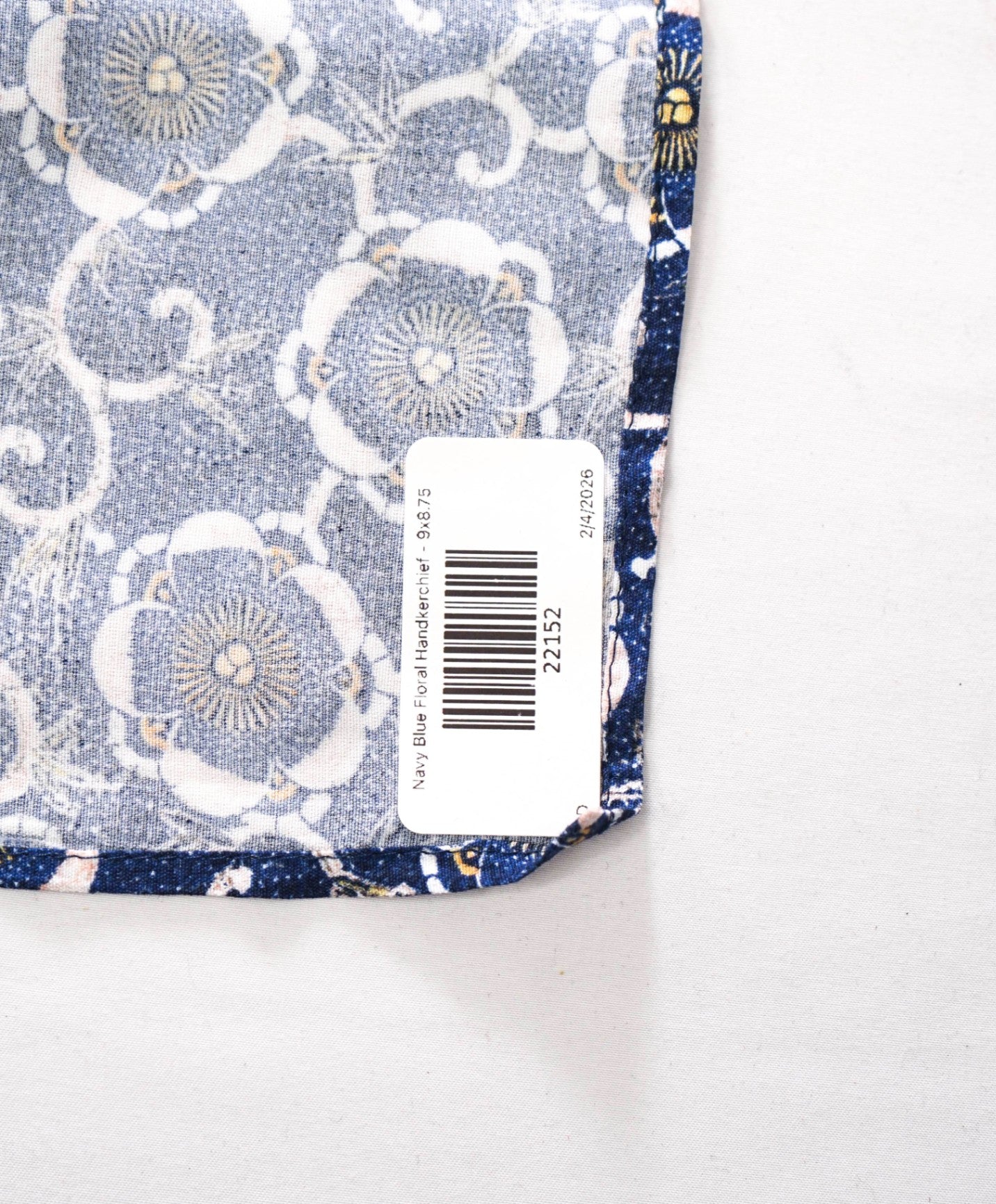 $69 SFA - Navy Blue Floral Handkerchief - 9x8.75
