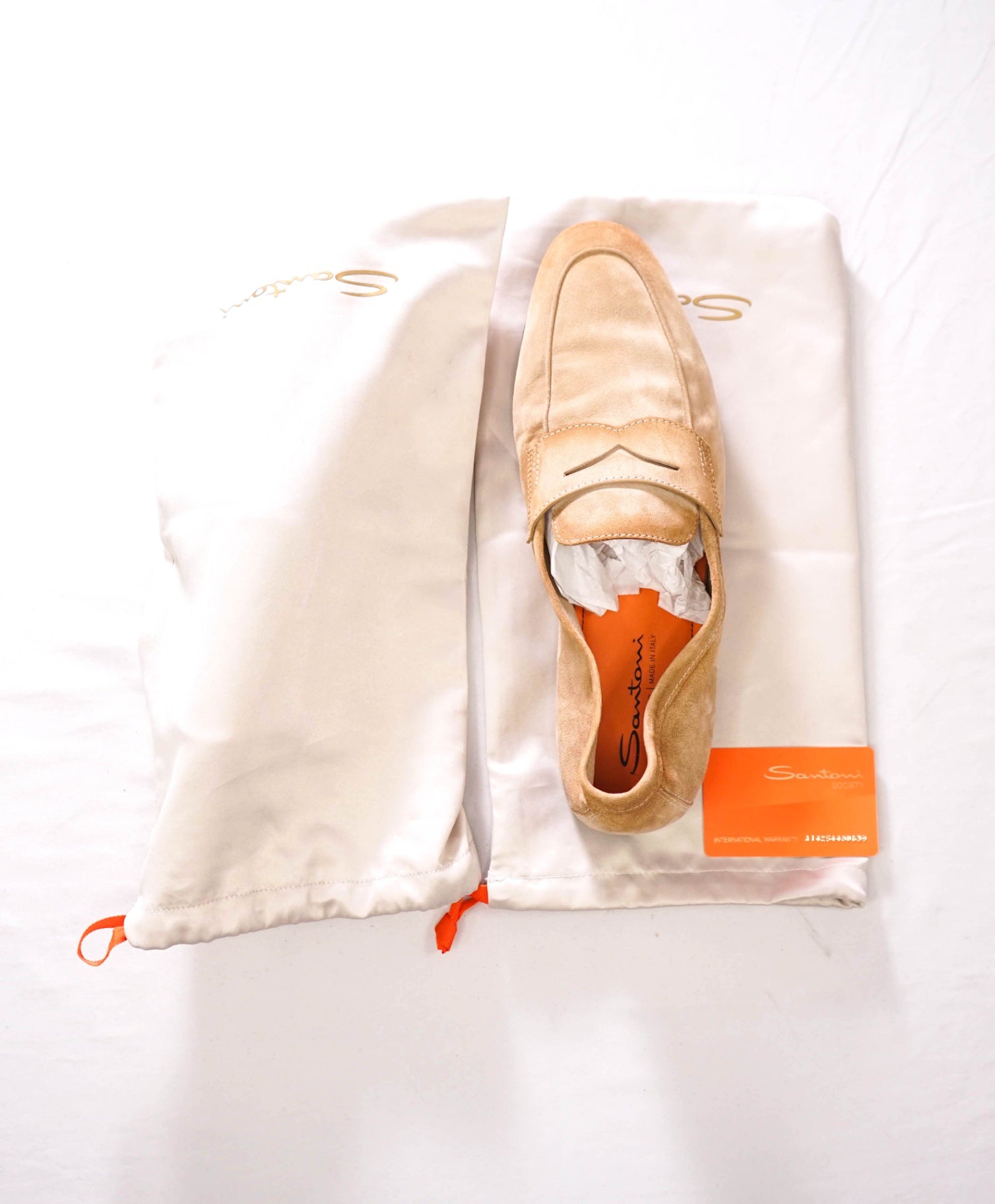 $800 SANTONI - GOODYEAR Tan Unlined Suede Loafers - US 10.5 (UK9.5)