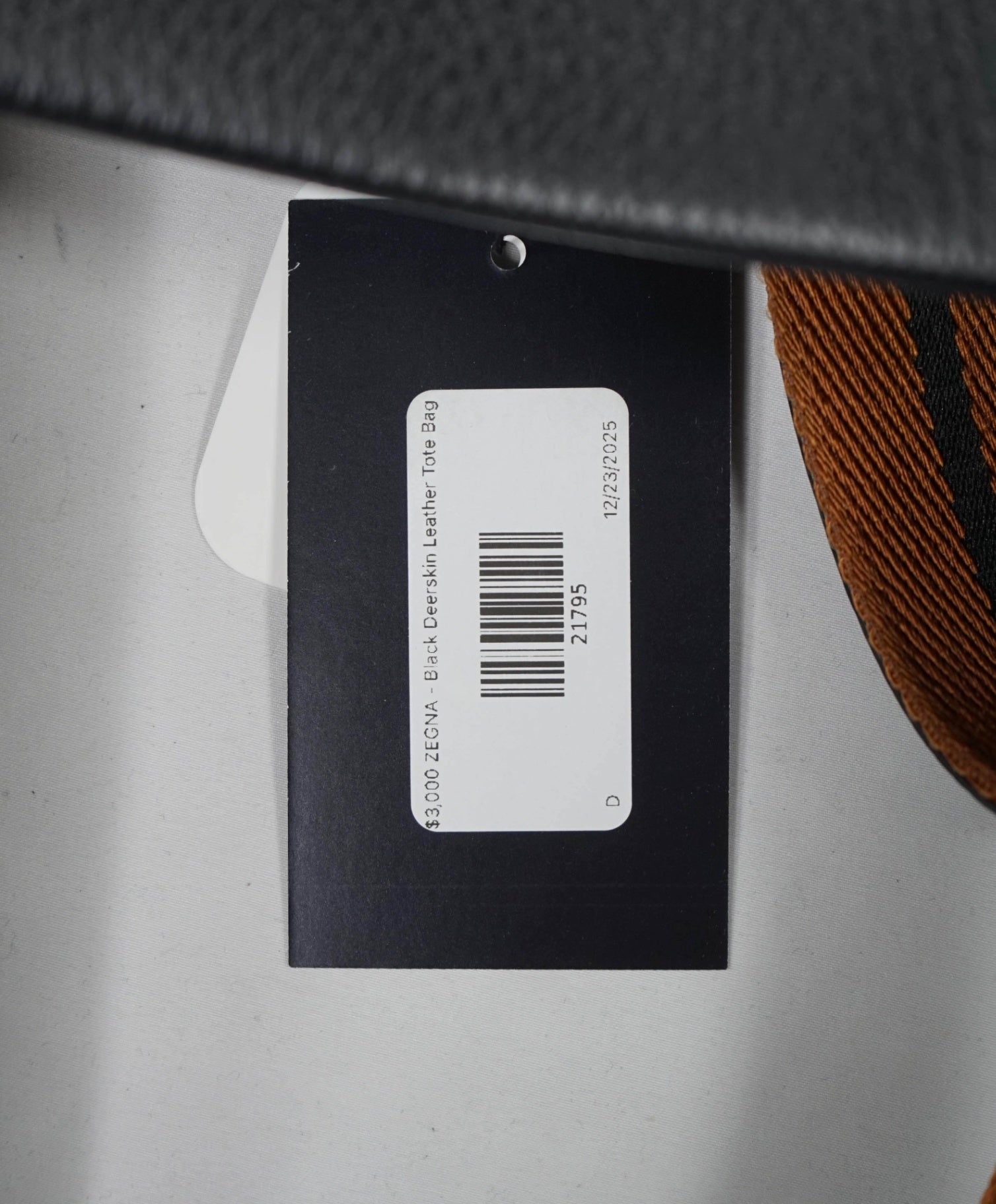 $3,000 ZEGNA - Black Deerskin Leather Tote Bag