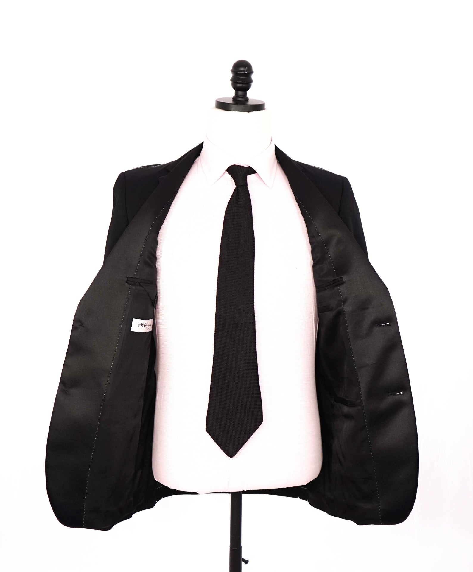 $695 IKE EVENING - Solid Black Super 120's Wool Tuxedo - 36R