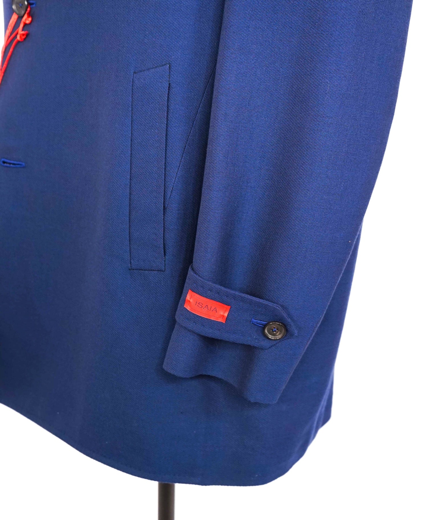 $3,995 ISAIA - Wool/ 43% Cashmere Solid Blue Overcoat - 50R (60EU)