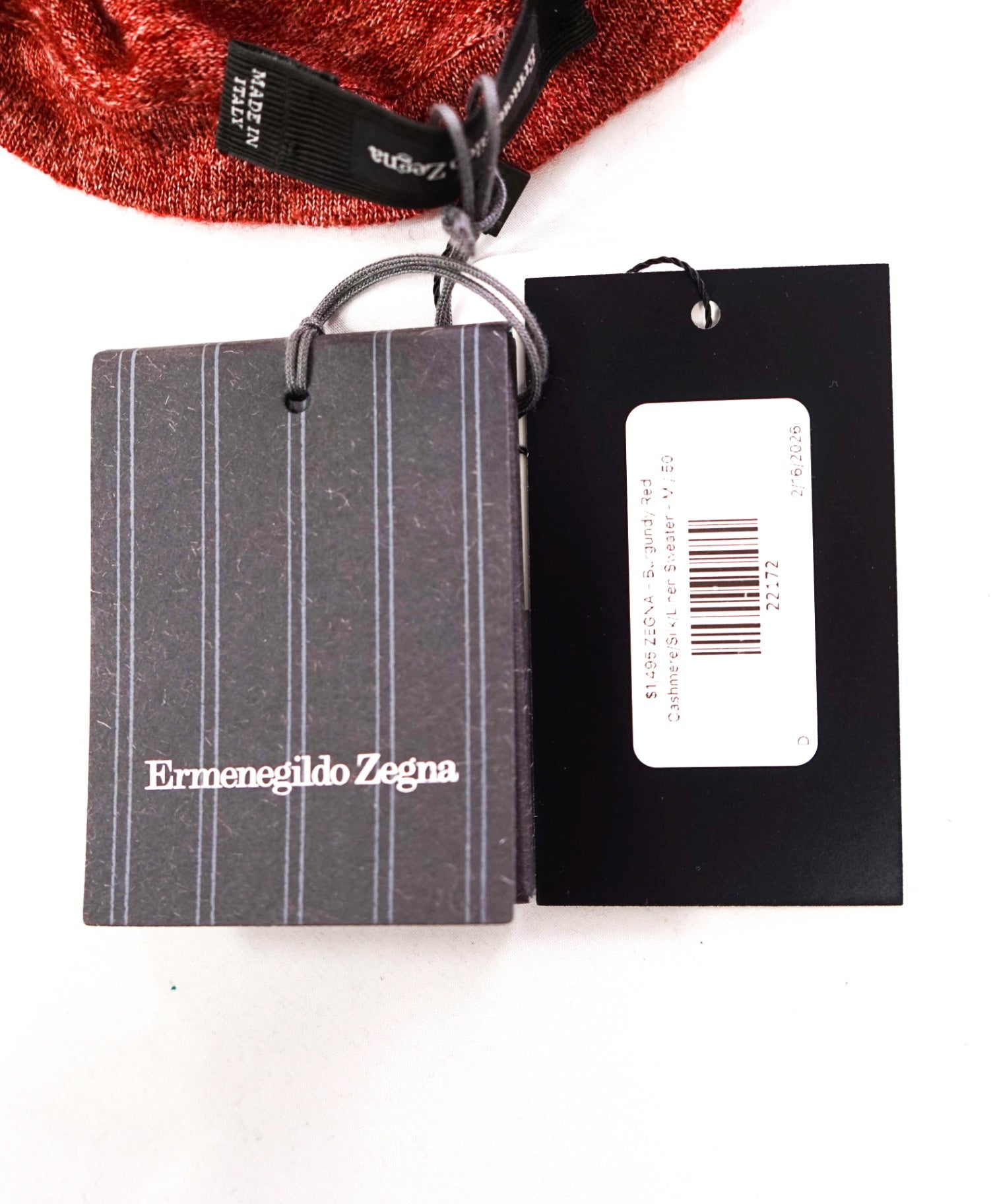 $1,495 ZEGNA - Burgundy Red Cashmere/Silk/Linen Sweater - M / 50EU