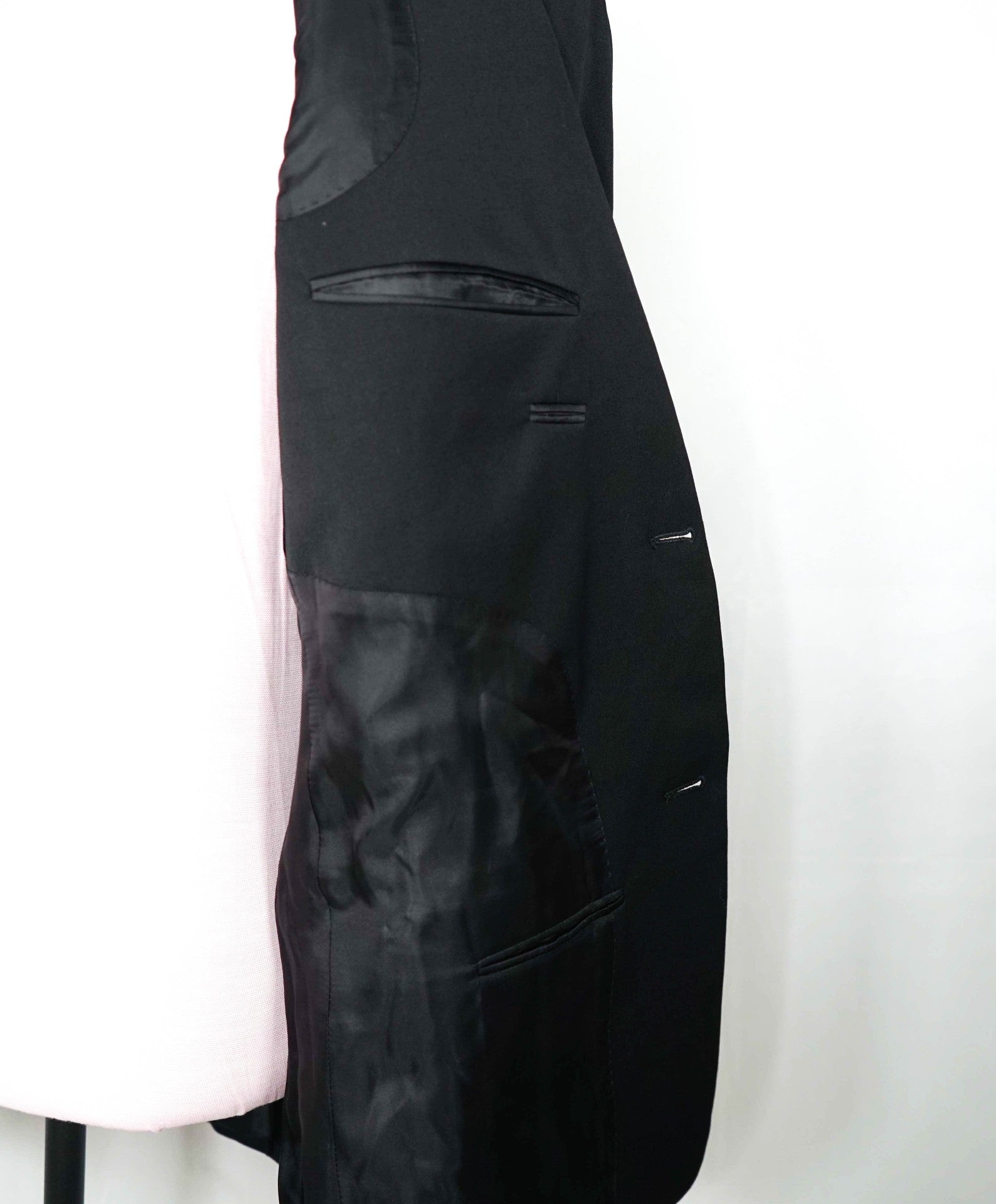 $3,550 LAVIN - Solid Black Embellished Applique Wool Dinner Jacket - 40R