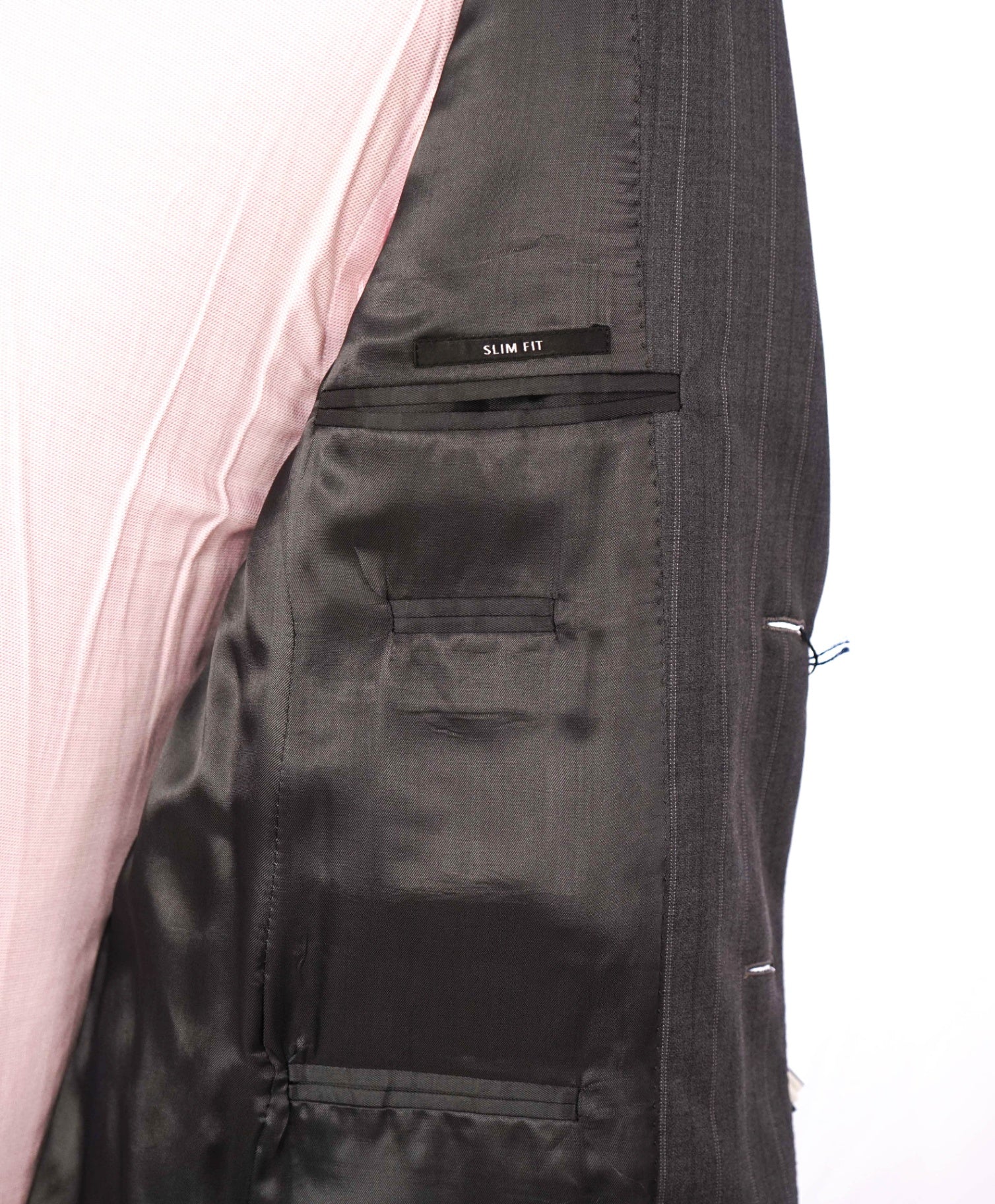 $995 ZEGNA - SAKS 5TH AVE Gray Stripe Wool/Silk Slim Fit Blazer - 36S