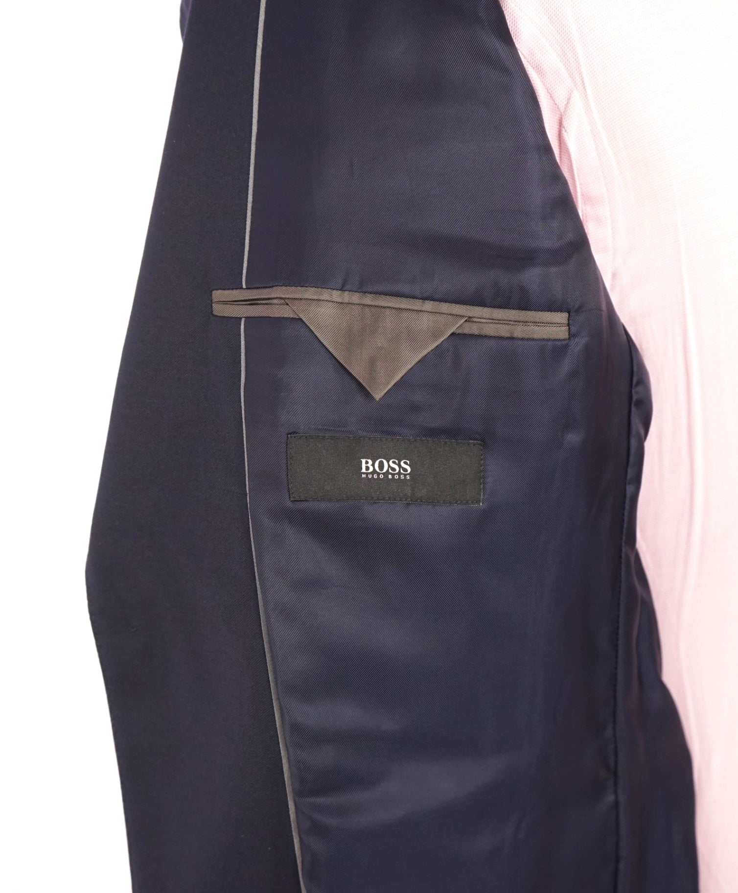 $795 BOSS - REDA Solid Navy Blue Super 100 Wool Blazer - 36R