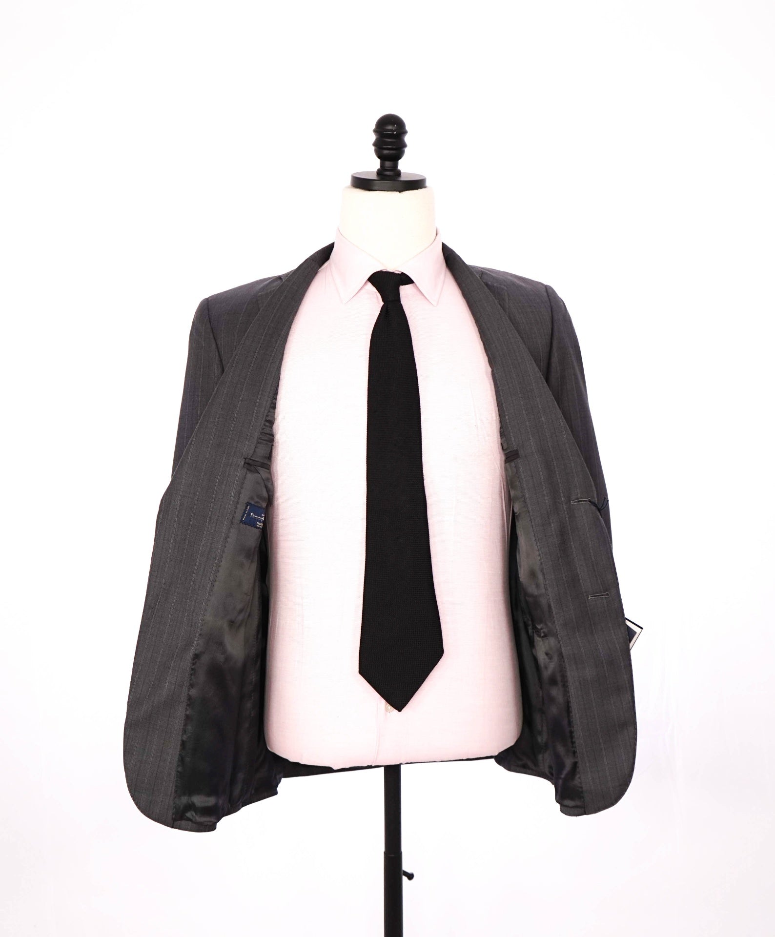 $995 ZEGNA - SAKS 5TH AVE Gray Stripe Wool/Silk Slim Fit Blazer - 36S