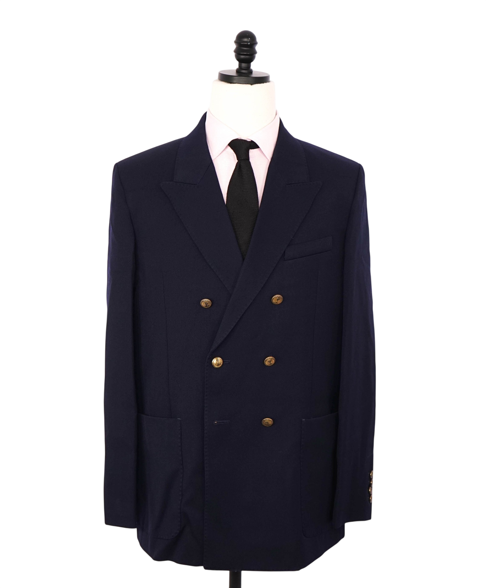 $1,345 AMI - Navy Blue Wool Double Breasted Blazer - 36R