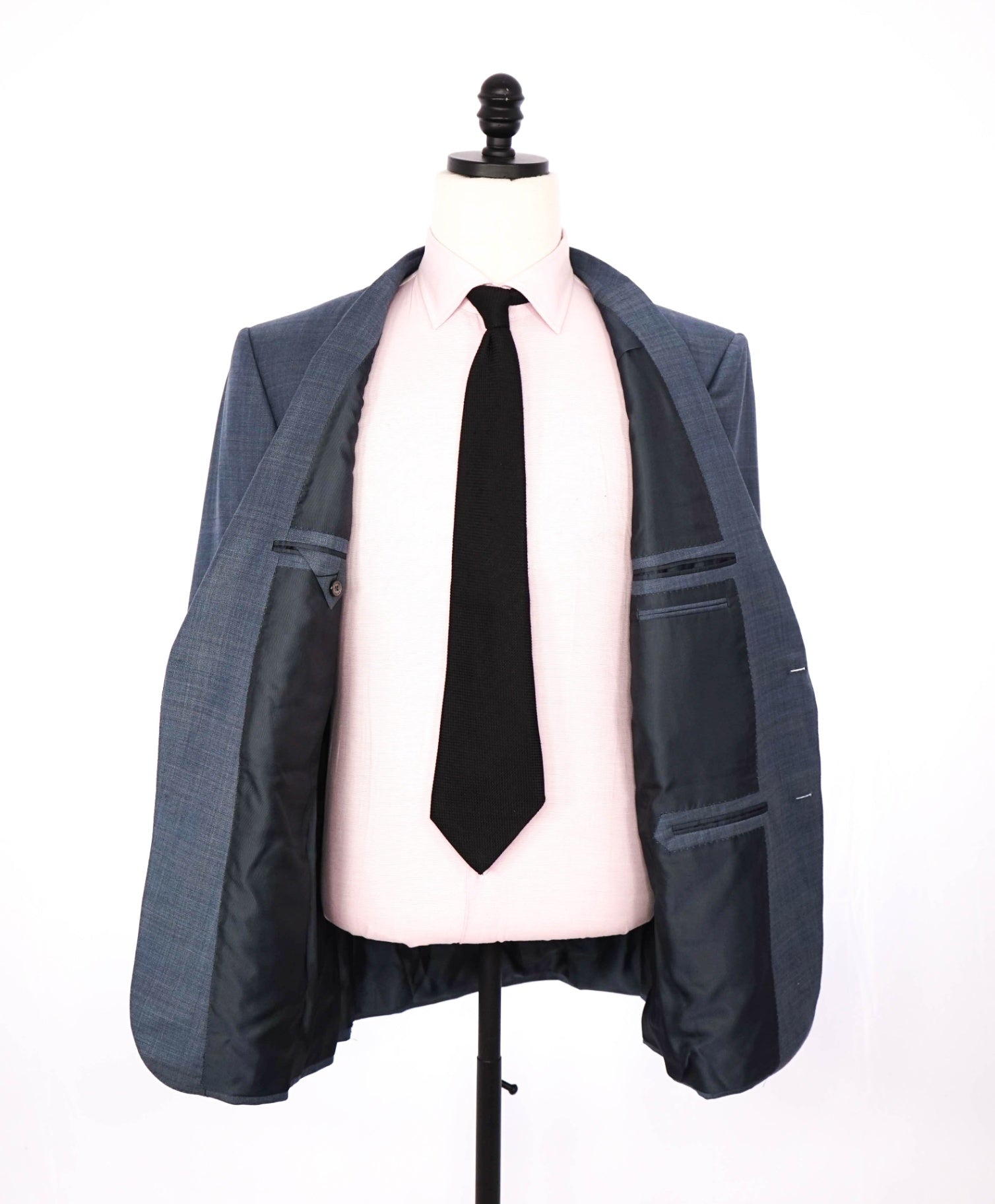 $4,090 ZEGNA - Steel Blue Crosshatch TROFEO Wool Suit - 44R