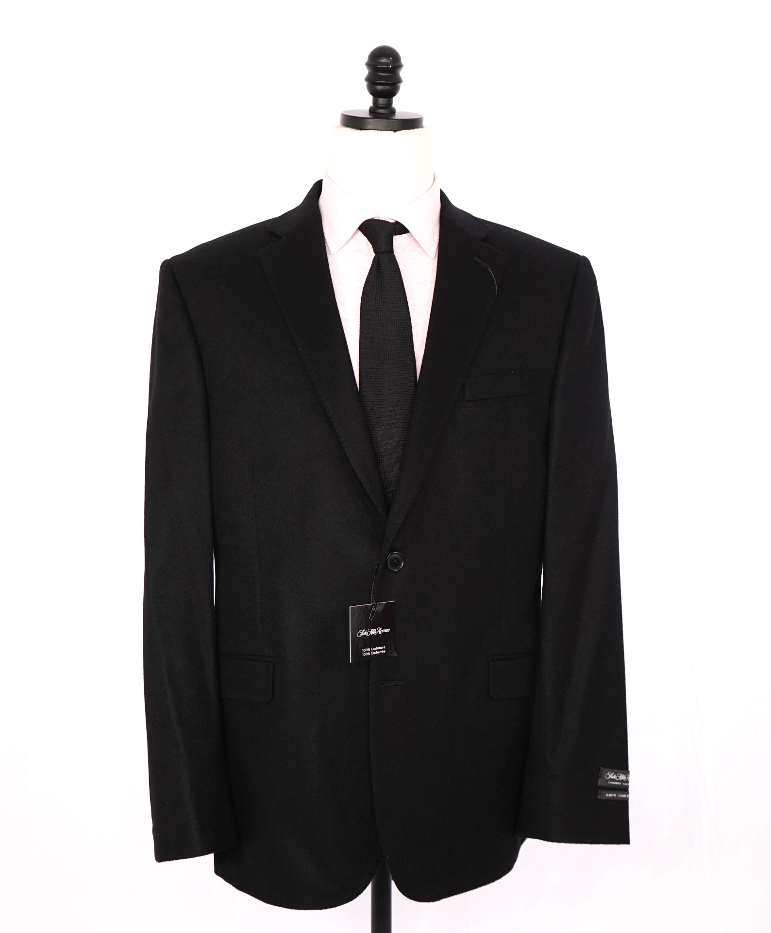 $1,195 SAKS FIFTH AVENUE - Black 100% Cashmere Slim Blazer - 44R