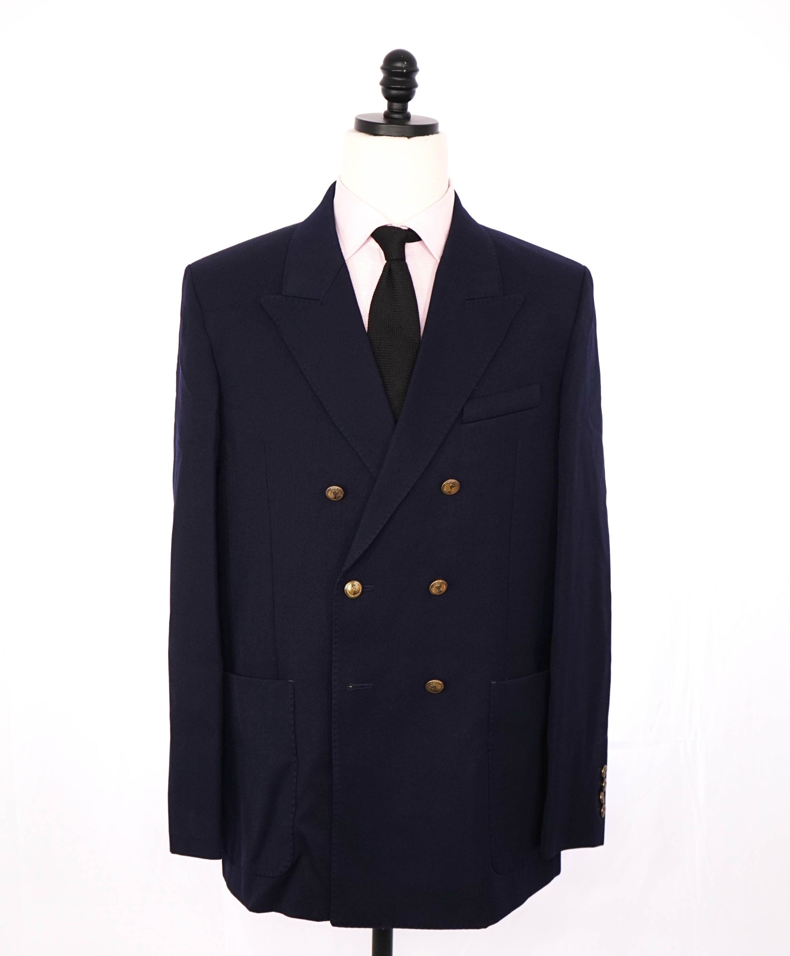 $1,345 AMI - Navy Blue Wool Double Breasted Blazer - 40R
