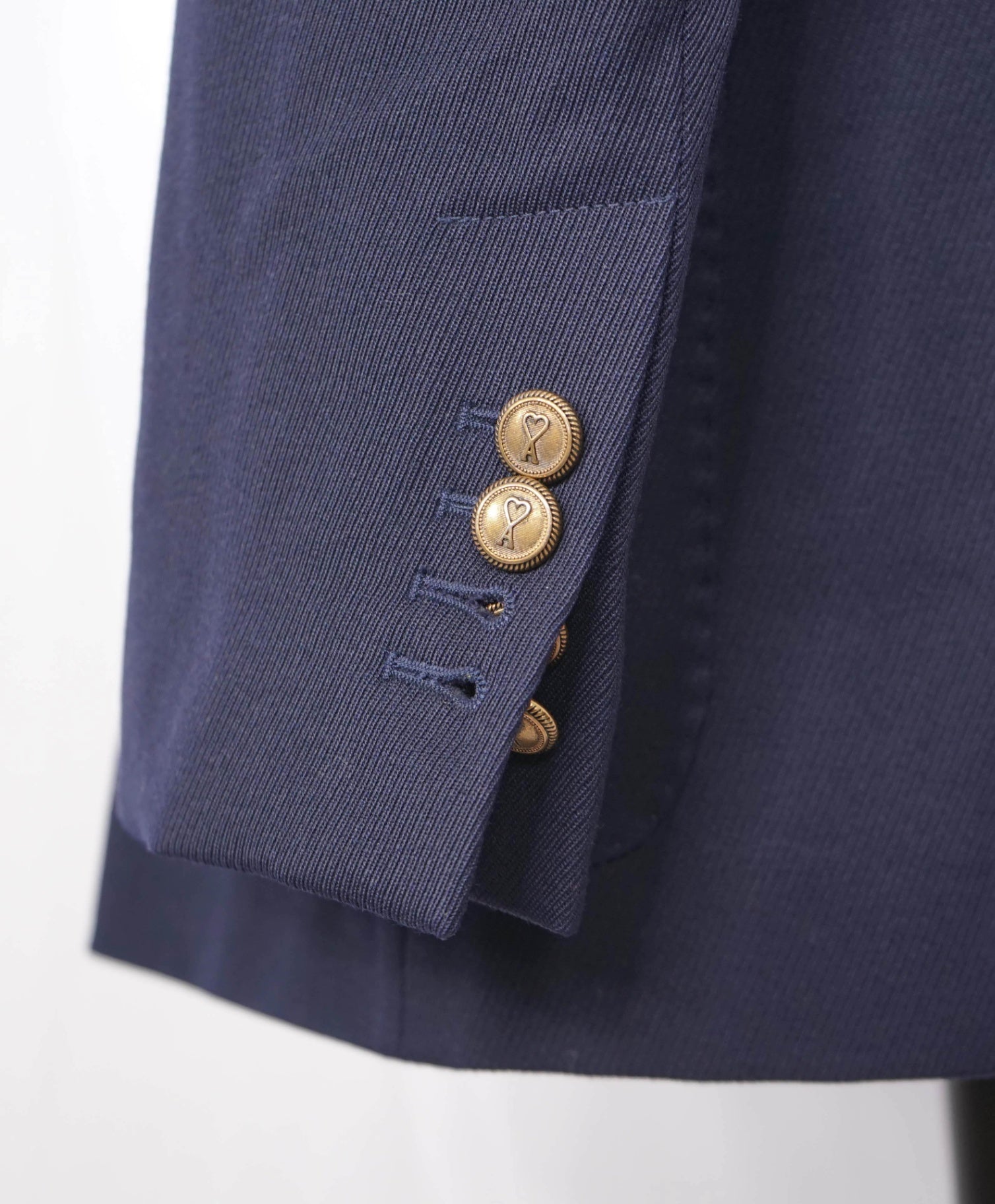 $1,345 AMI - Navy Blue Wool Double Breasted Blazer - 40R
