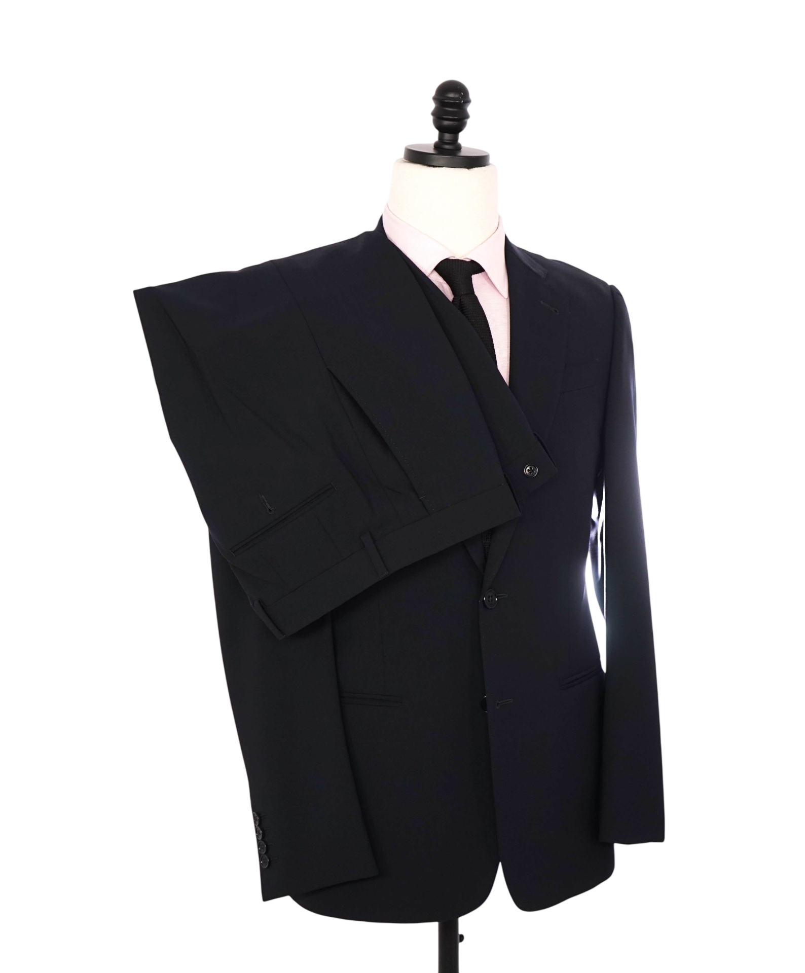 $1,895 ARMANI COLLEZIONI - "G-LINE" Solid Navy Wool Suit - 36R