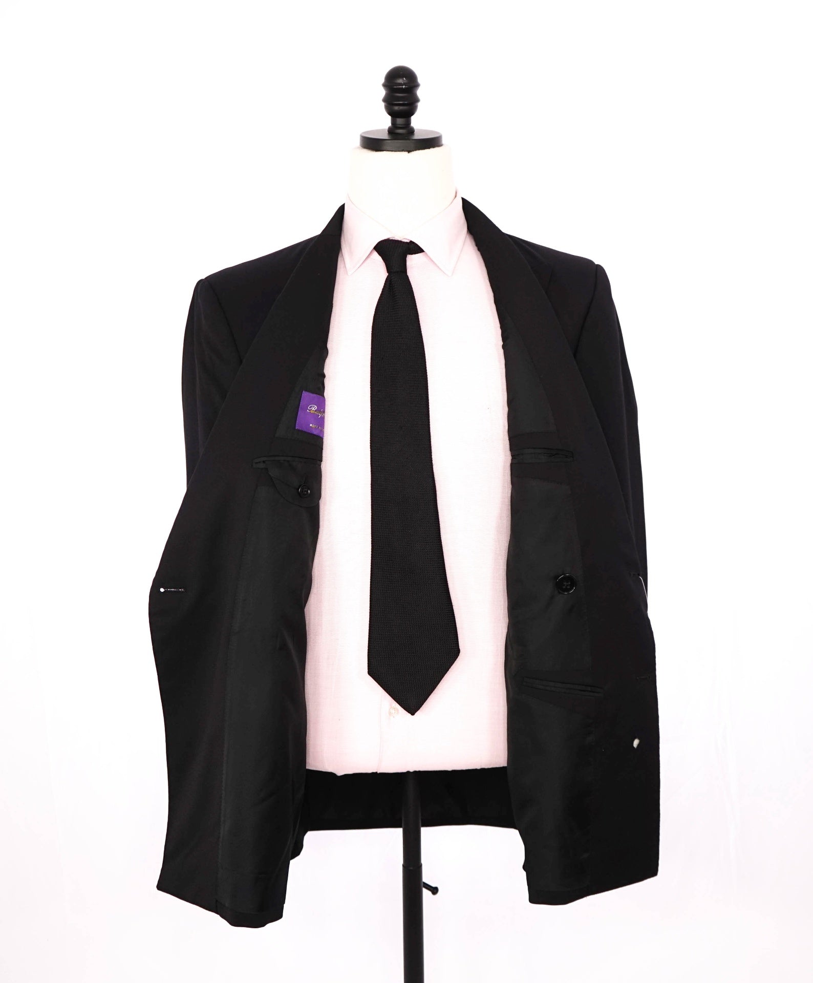 $5,995 RALPH LAUREN PURPLE LABEL - Black Double Breasted Blazer - 42R