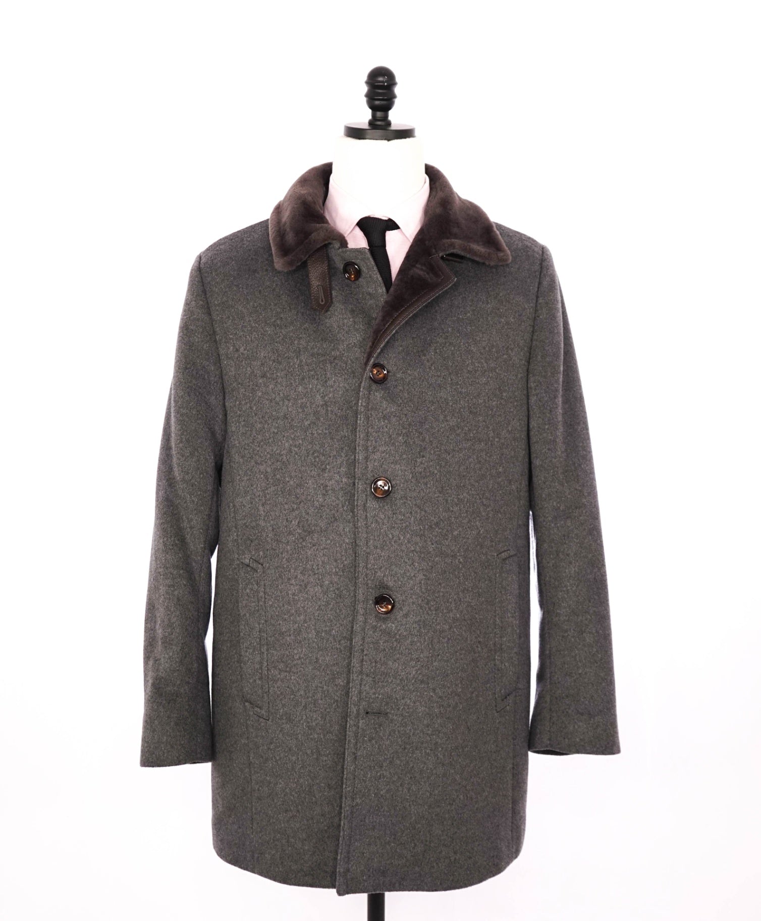 $2,495 VIVO - SHEARLING Gray Wool/Cashmere Overcoat - 42US (XL)