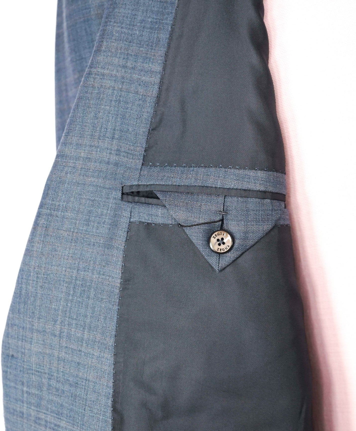 $4,090 ZEGNA - Steel Blue Crosshatch TROFEO Wool Suit - 44R