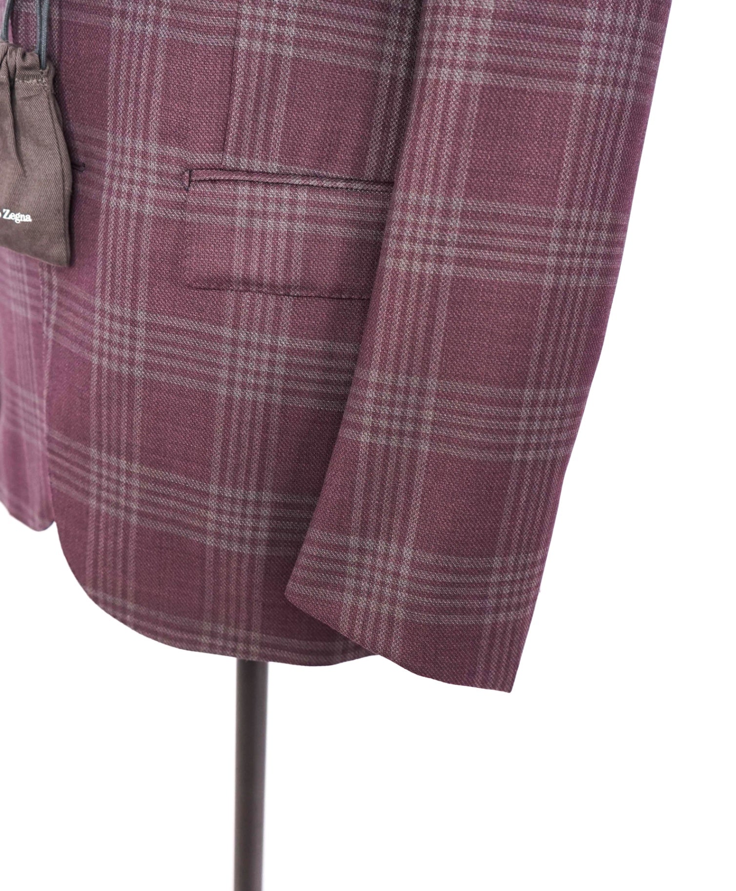 $3,295 ZEGNA - "ACHILLFARM" Plum Plaid Wool/Silk Blazer - 38R