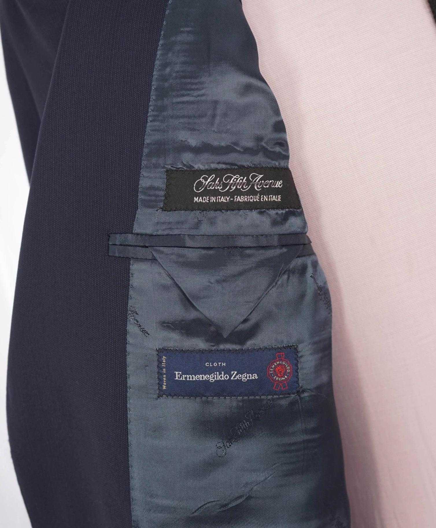 $1,295 ZEGNA for SAKS 5TH AVE - Navy Micro Herringbone Slim Suit - 40S