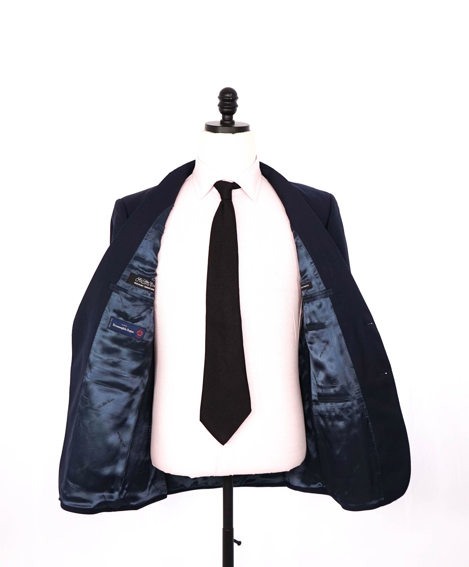 $1,295 ZEGNA for SAKS 5TH AVE - Navy Micro Herringbone Slim Suit - 40S