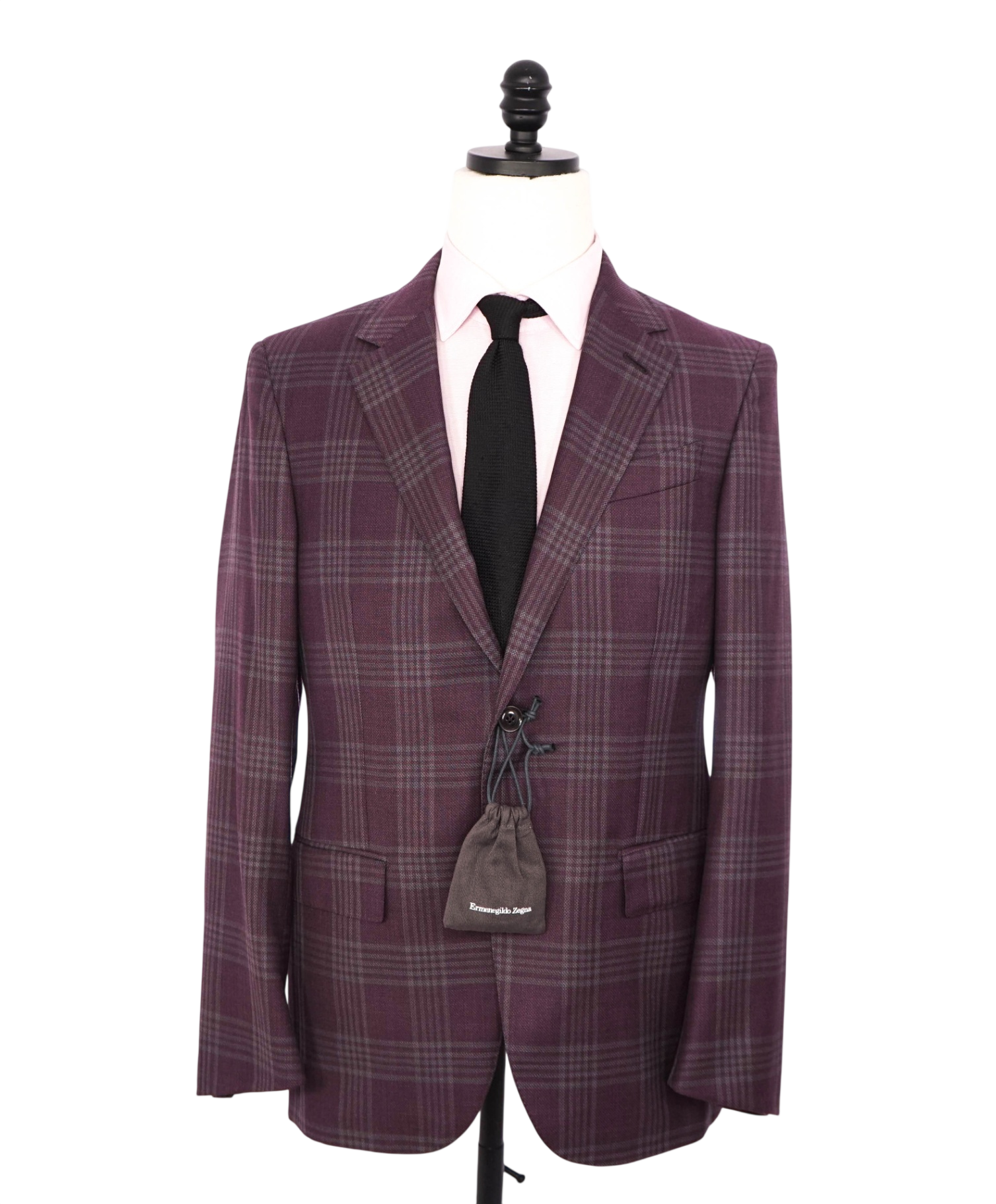 $3,295 ZEGNA - "ACHILLFARM" Plum Plaid Wool/Silk Blazer - 38R