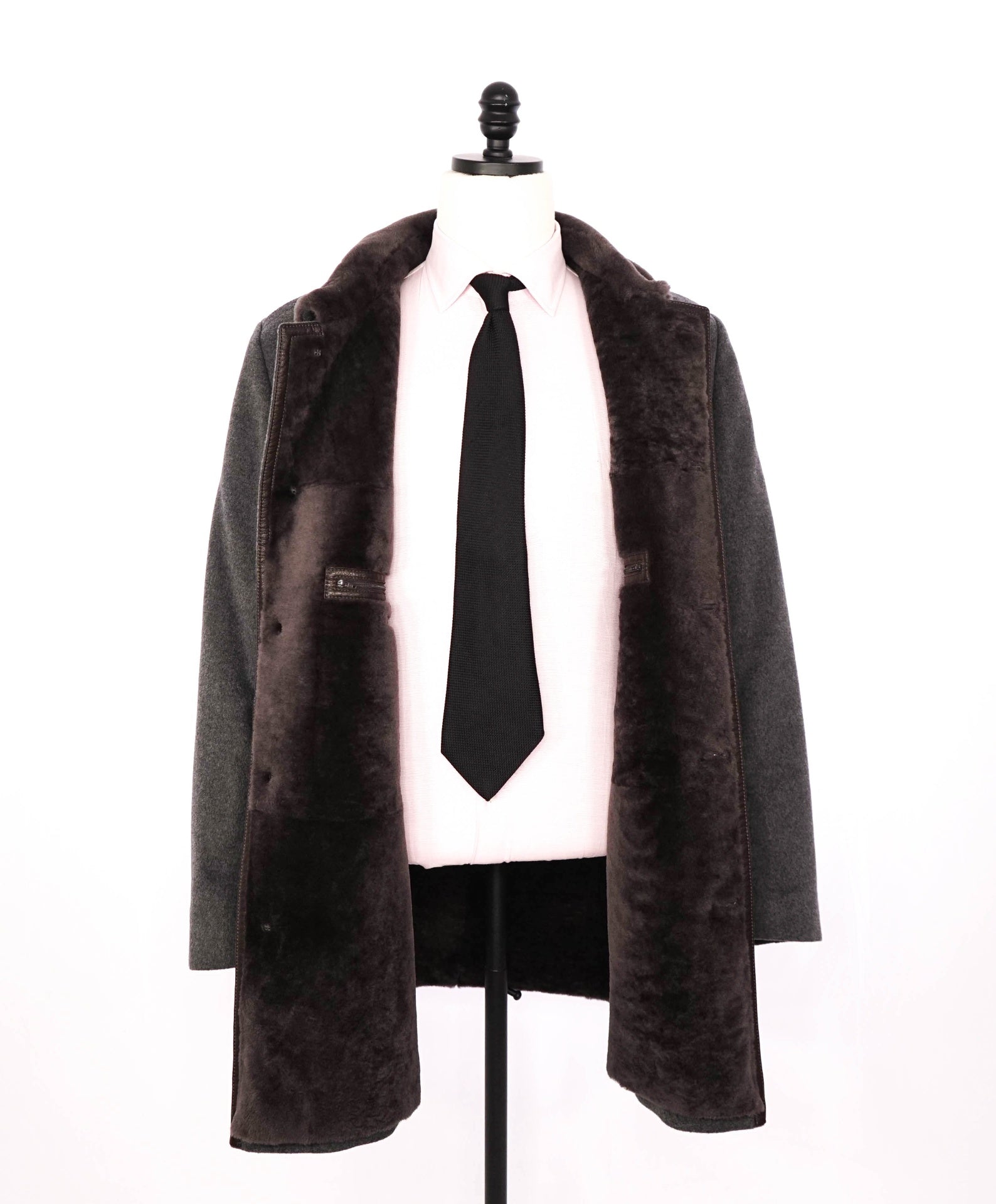 $2,495 VIVO - SHEARLING Gray Wool/Cashmere Overcoat - 42US (XL)