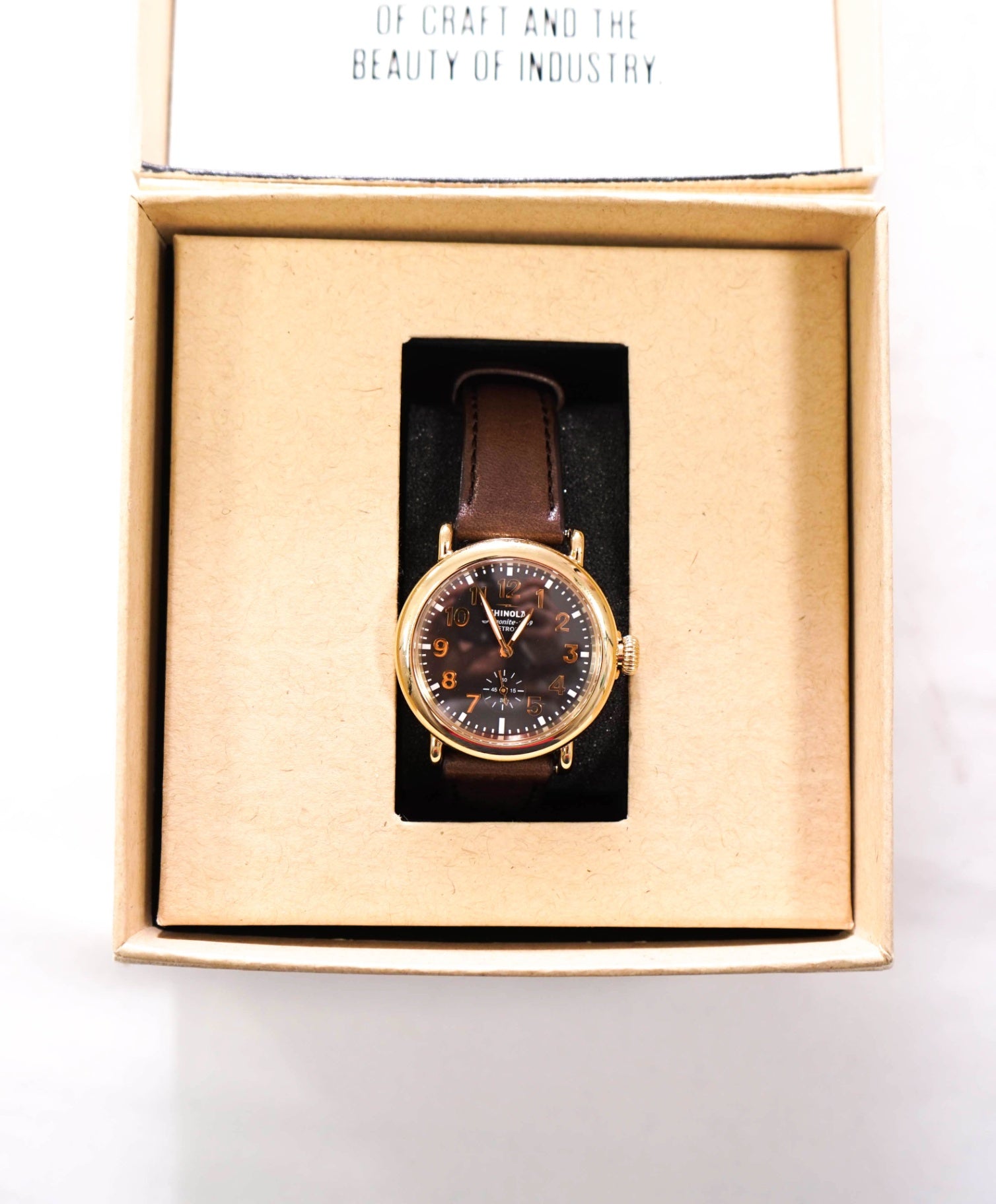 $695 SHINOLA - Gray/Brown American Leather Steel Watch - Unisex
