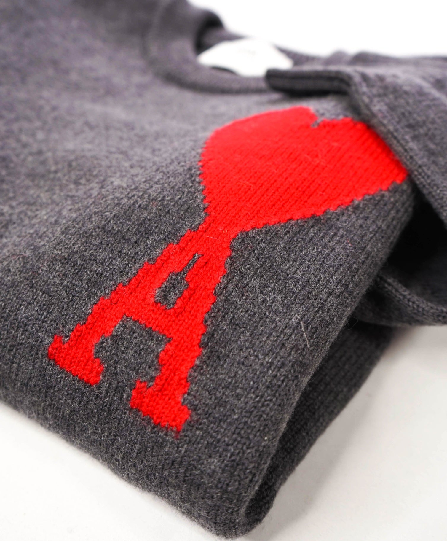 $590 AMI - Dark Gray Wool Crew Neck Sweater - M