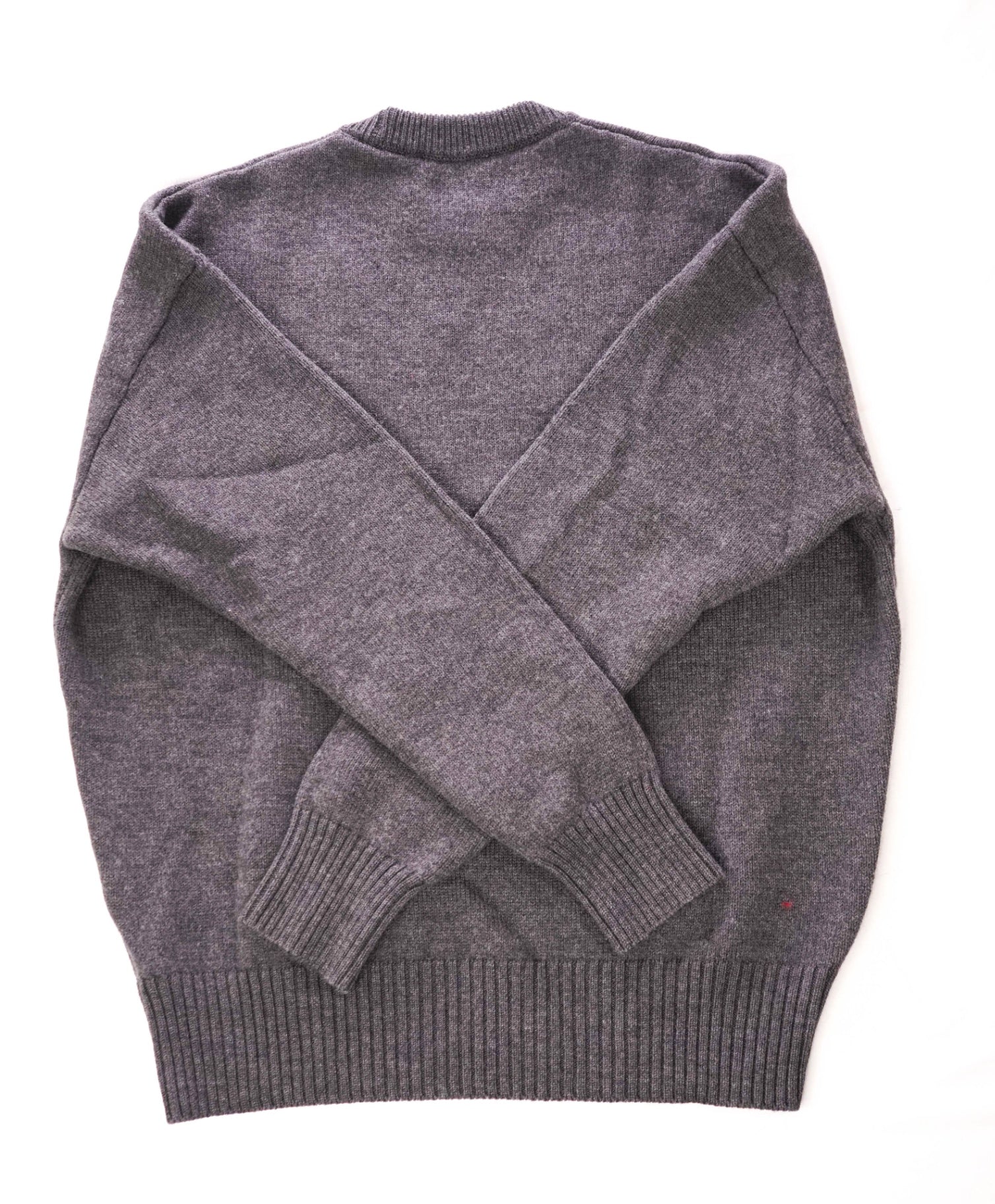 $590 AMI - Dark Gray Wool Crew Neck Sweater - M