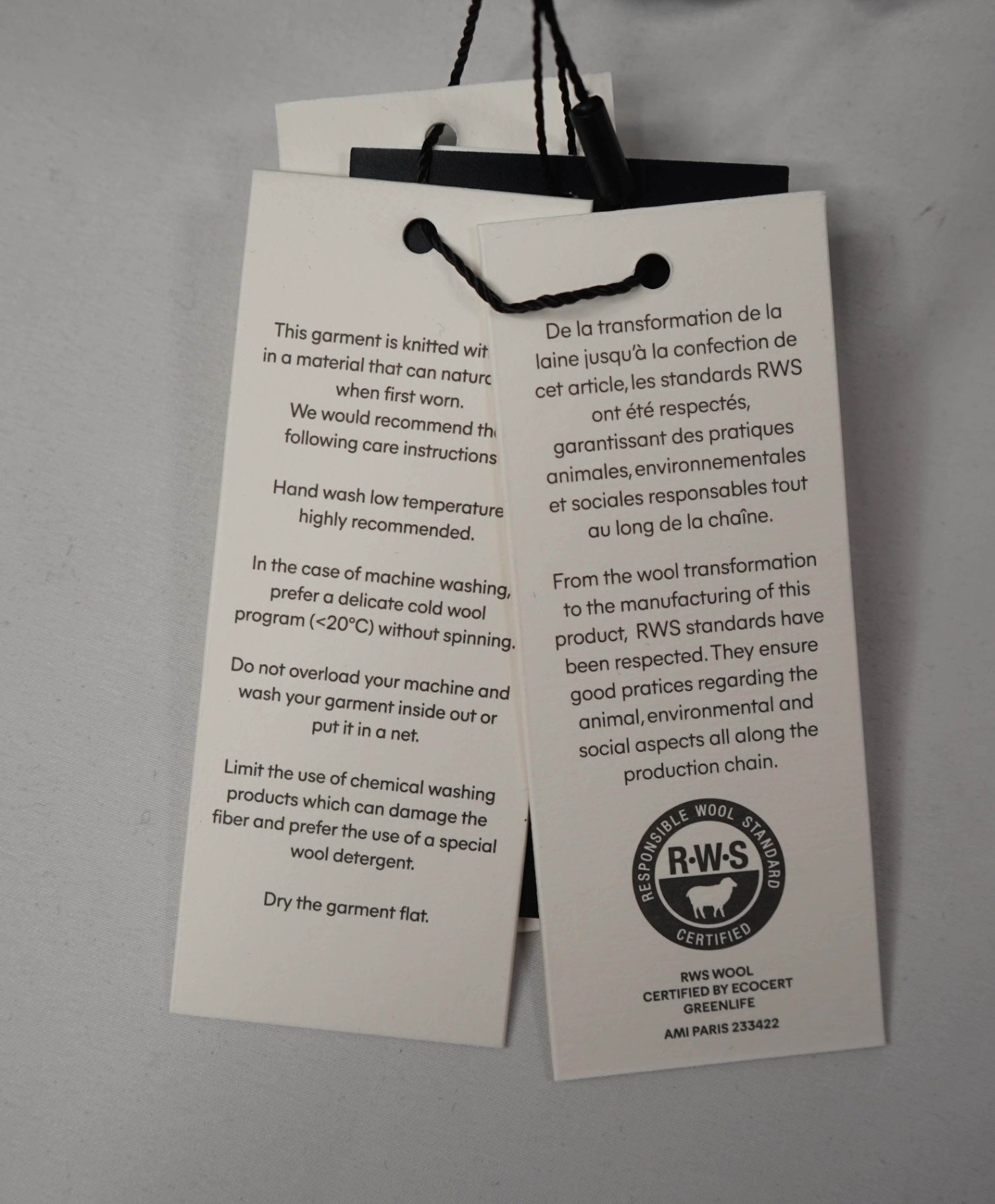 $670 AMI - Navy Blue Knit Wool Hoodie - S