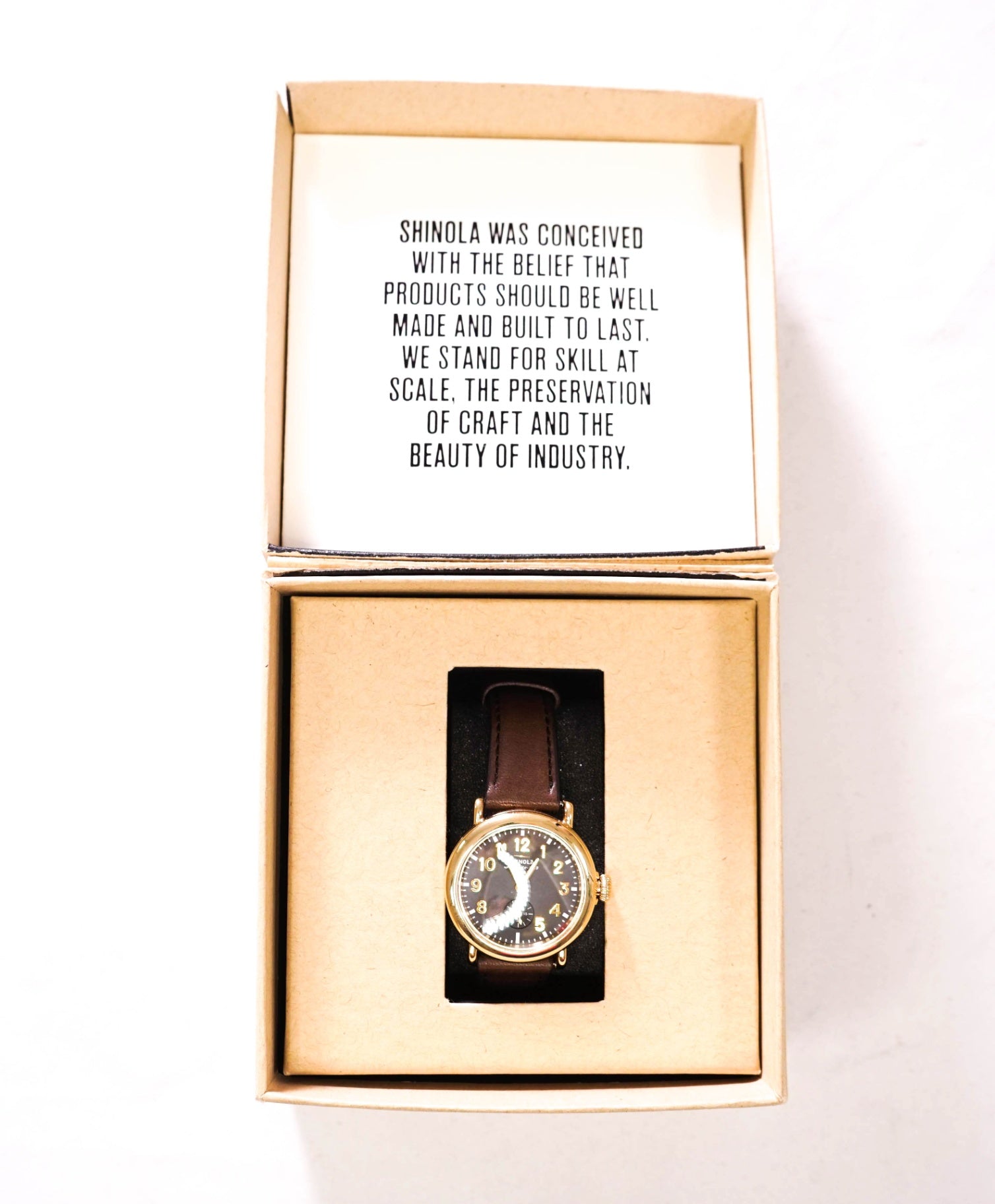 $695 SHINOLA - Gray/Brown American Leather Steel Watch - Unisex