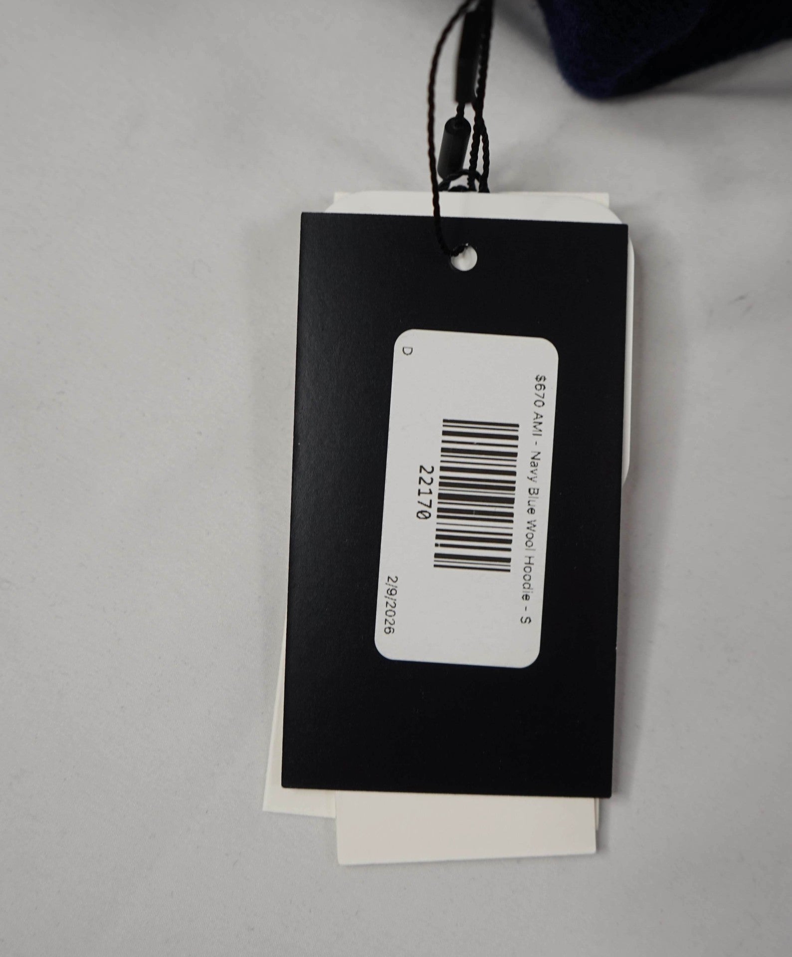 $670 AMI - Navy Blue Knit Wool Hoodie - S