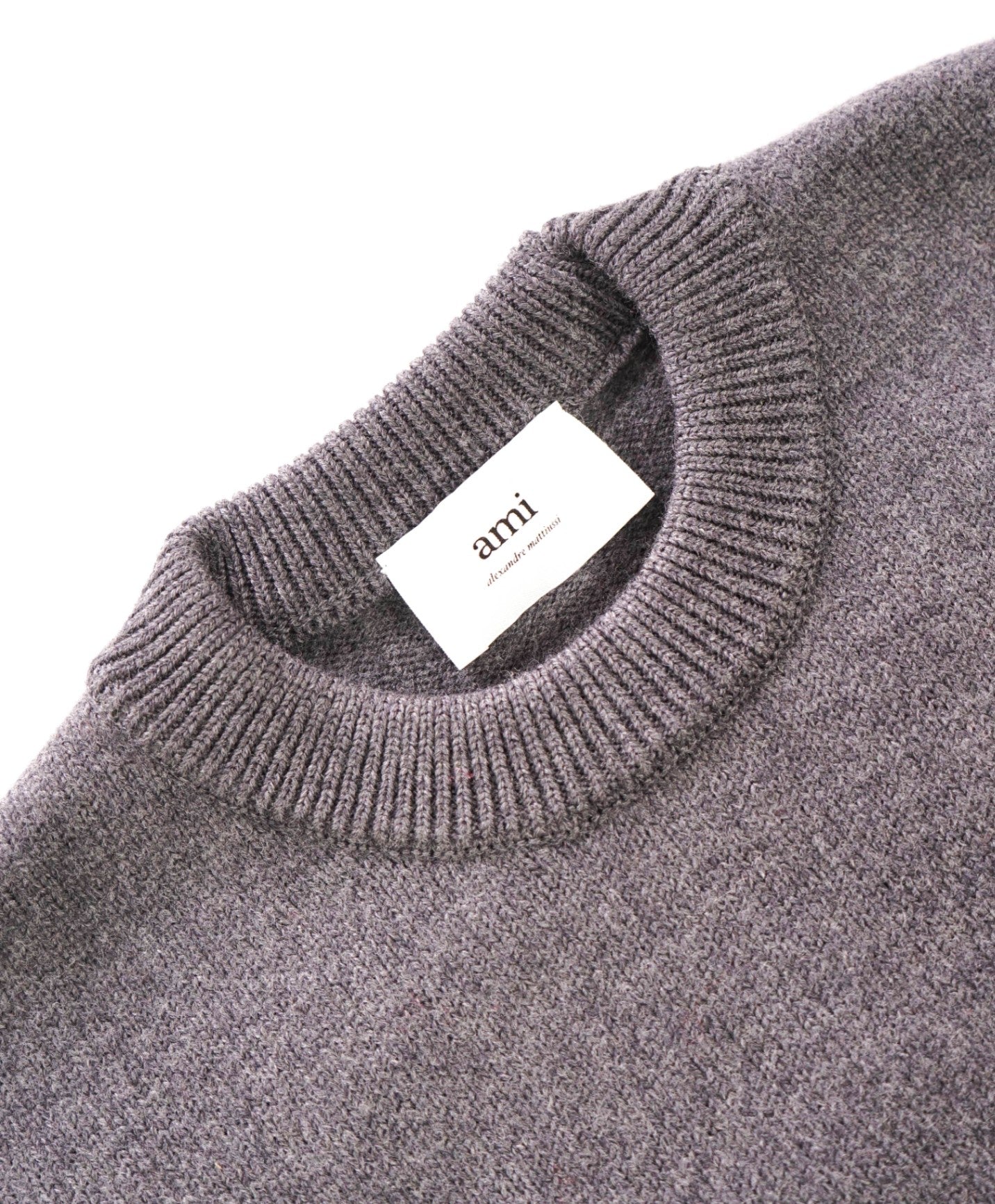 $590 AMI - Dark Gray Wool Crew Neck Sweater - M
