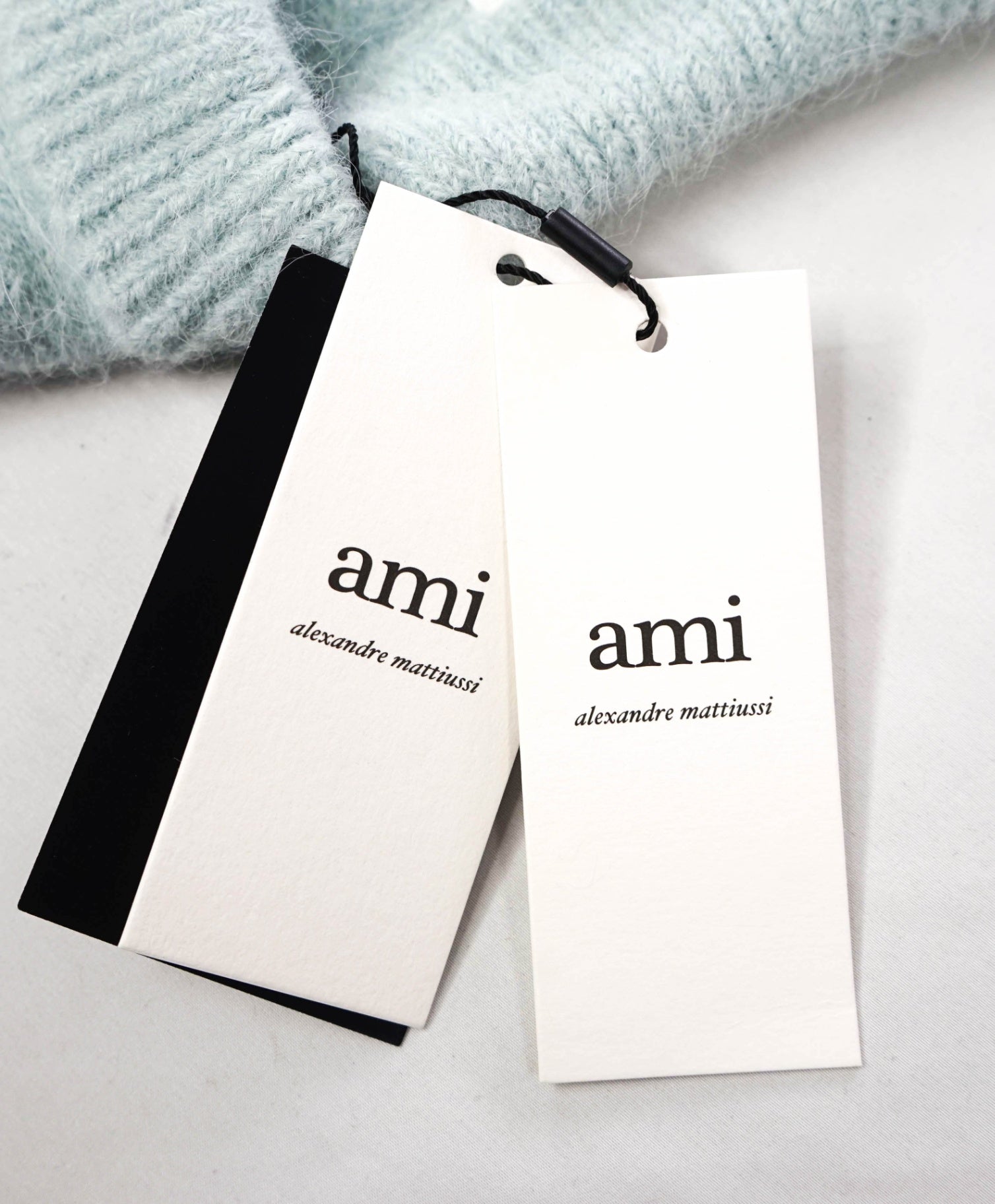 $685 AMI - Light Blue Alpaca/Wool Crew Neck Sweater - XL