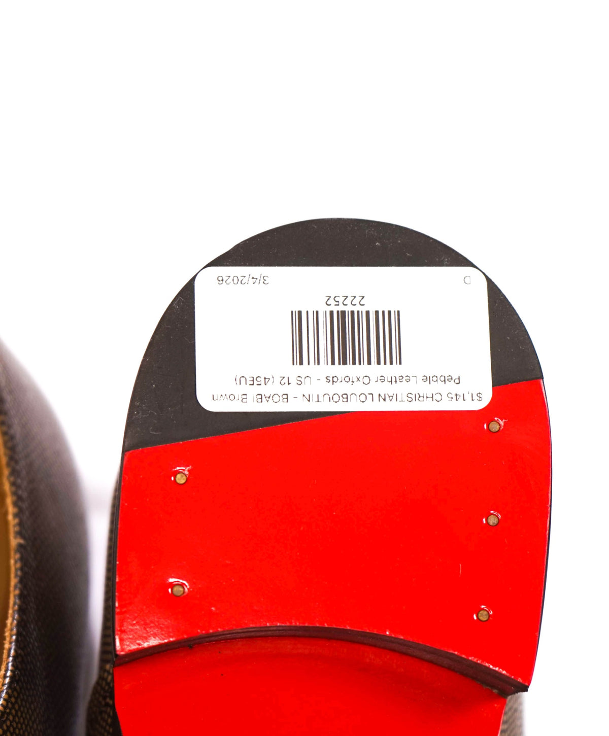 $1,145 CHRISTIAN LOUBOUTIN - BOABI Brown Pebble Leather Oxfords - US 9.5 (42.5EU)