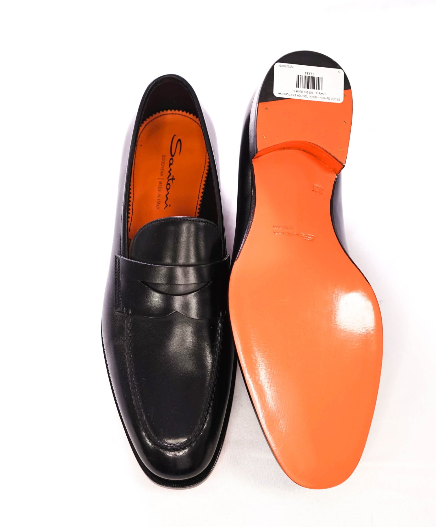 $1,050 Santoni - Black "GOODYEAR" Leather Loafers - US 9.5 (UK8.5)