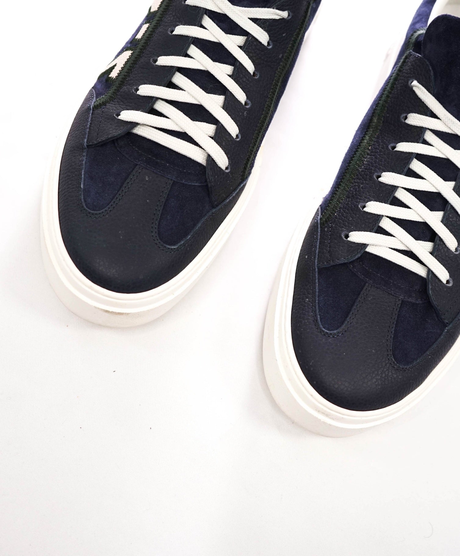 $795 FERRAGAMO - Navy Blue Suede/Leather Sneakers - 12 M