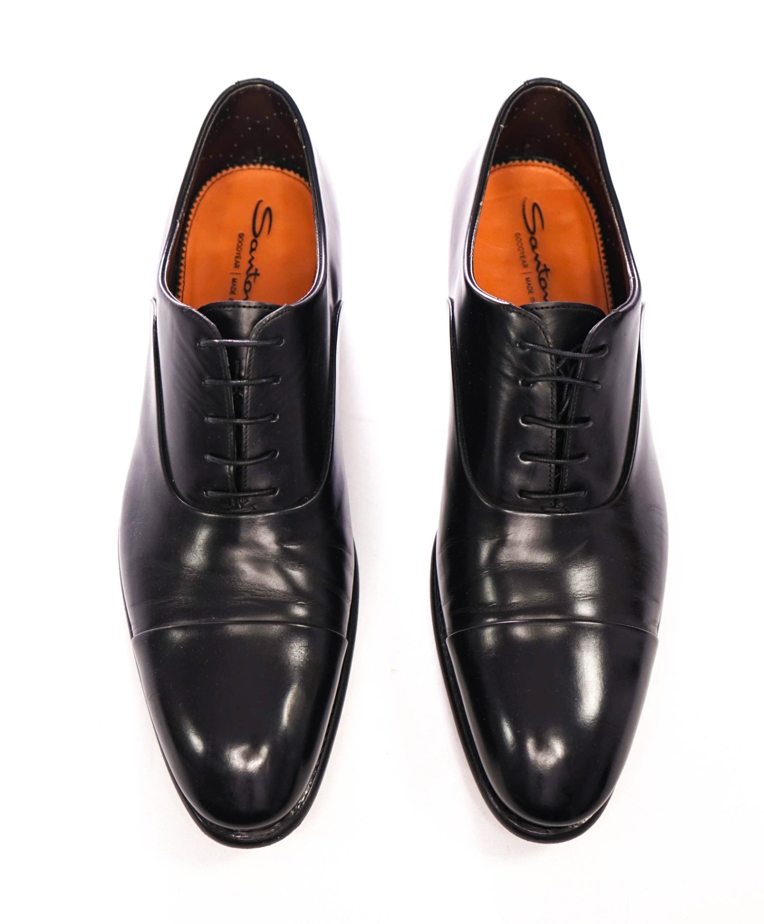 $1,320 SANTONI - GOODYEAR *ISAAC* Black Oxfords - US 12 (11UK)