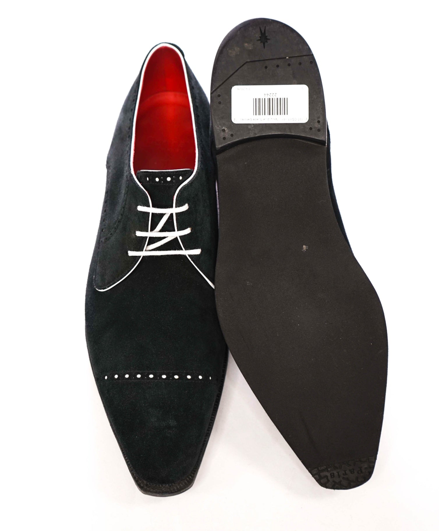 $1,790 CORTHAY - Black / White ARCA Suede Derbies - 12