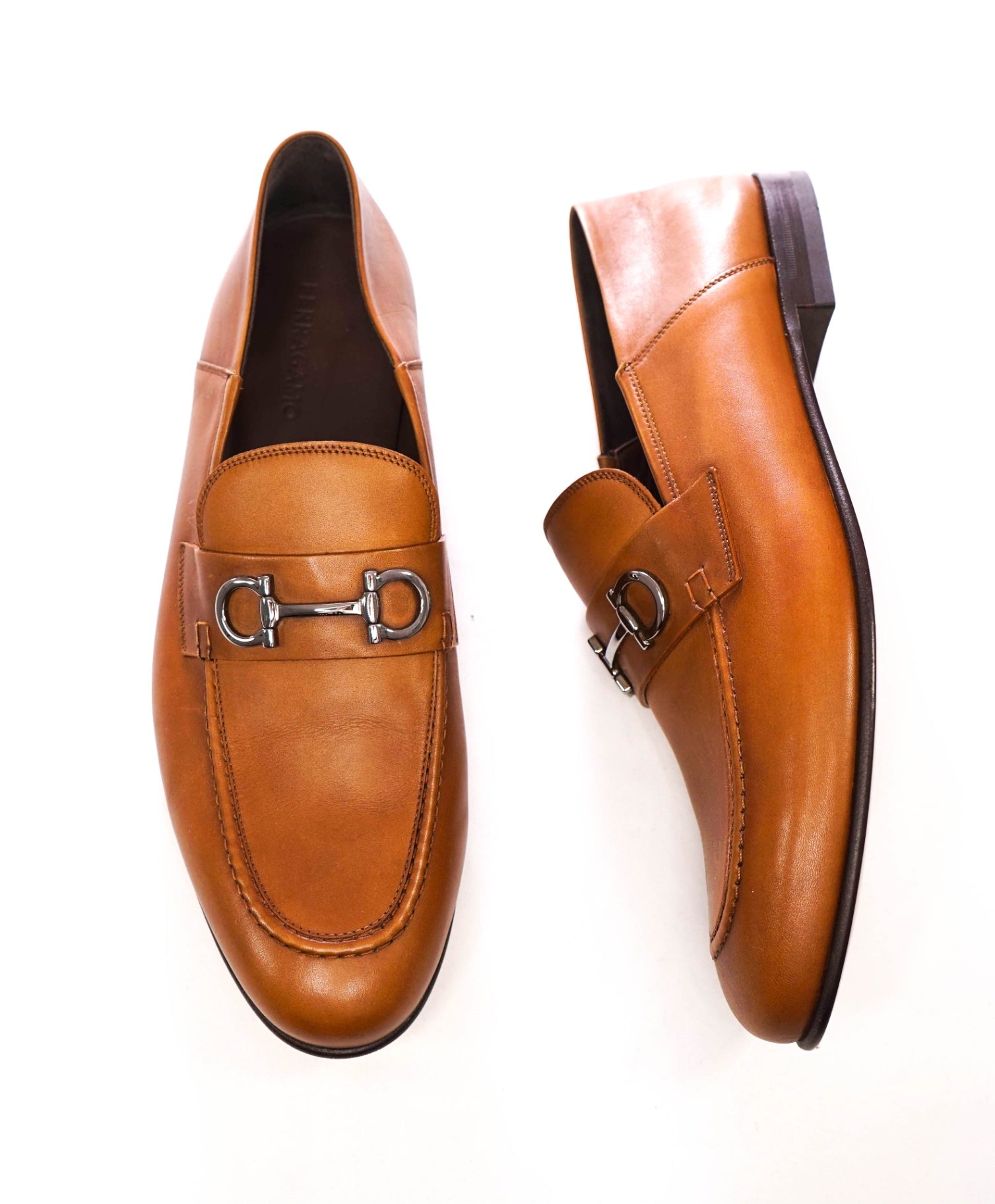$880 FERRAGAMO - Brown Leather Loafers - 13 EE