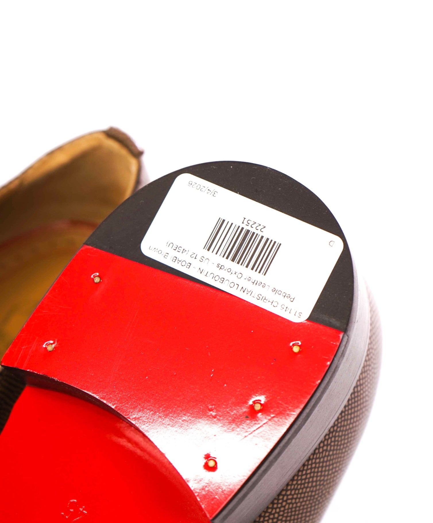 $1,145 CHRISTIAN LOUBOUTIN - BOABI Brown Pebble Leather Oxfords - US 12 (45EU)