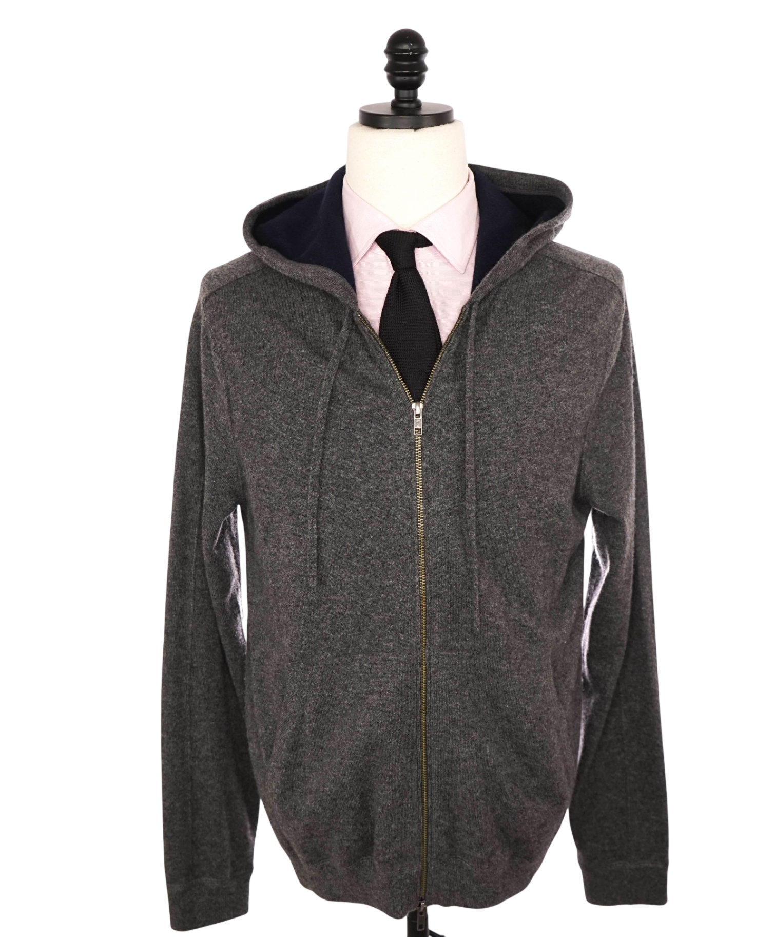 $570 VINCE - Solid Gray 100% Cashmere Zip-Up Hoodie - L