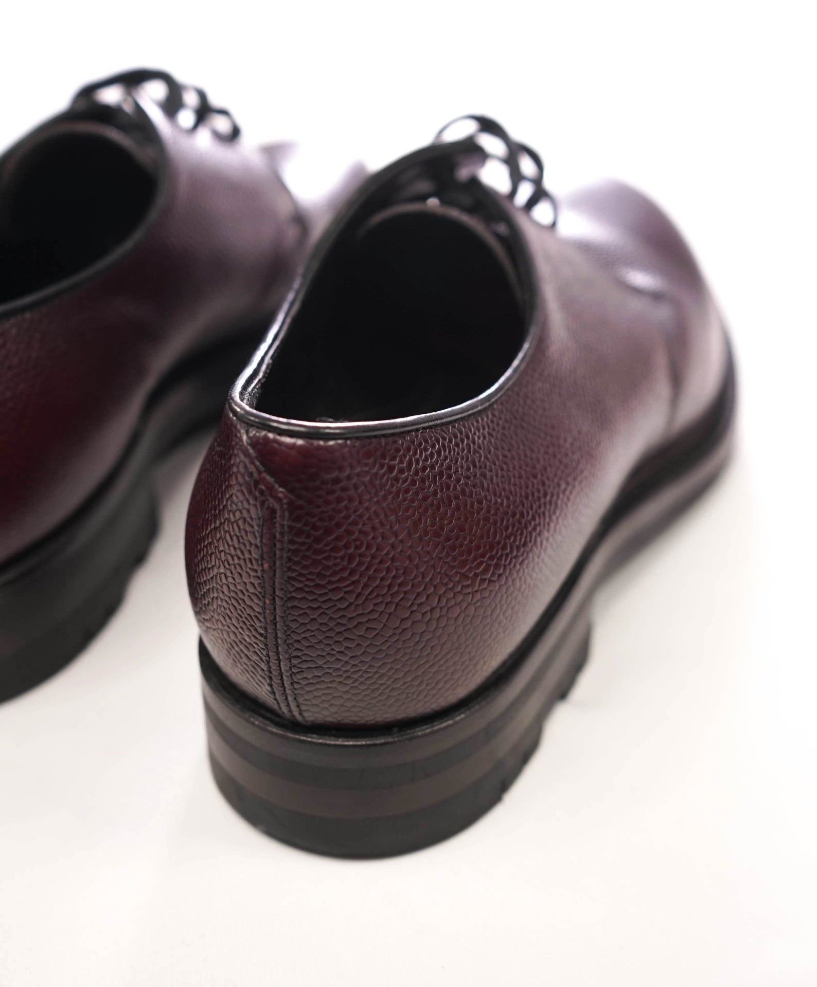$1,200 PRADA - Plum Brown Pebble Leather Derby - US 8 (7UK)