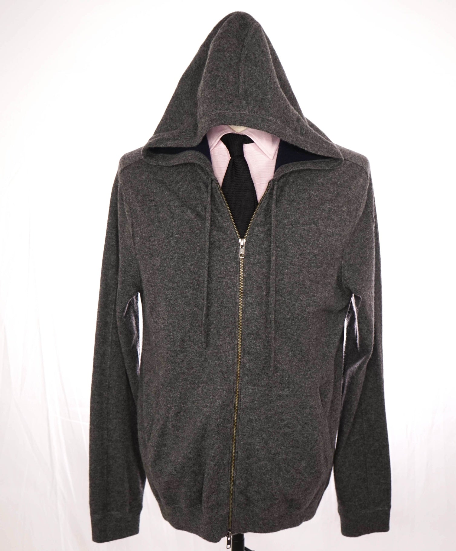 $570 VINCE - Solid Gray 100% Cashmere Zip-Up Hoodie - L