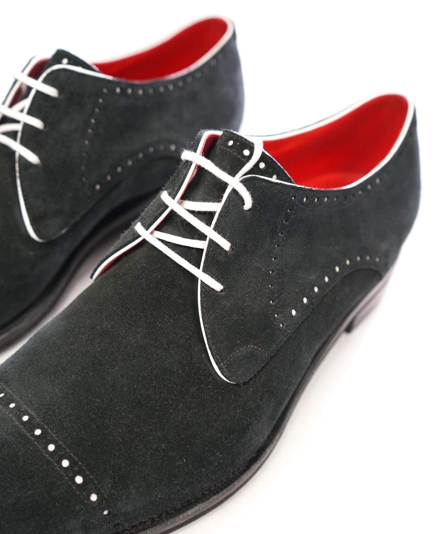 $1,790 CORTHAY - Black / White ARCA Suede Derbies - 12