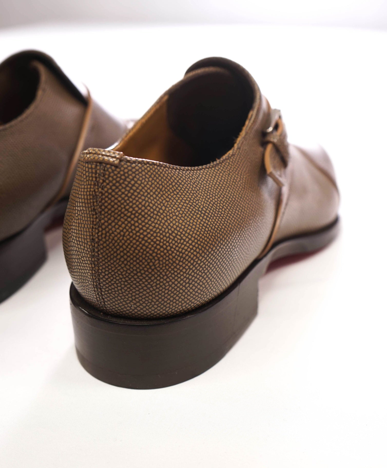 $1,145 CHRISTIAN LOUBOUTIN - Brown Pebble Leather Single Monk - US 9 (42EU)