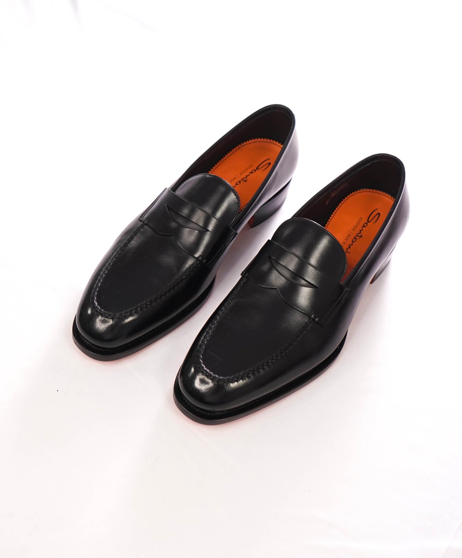 $1,050 Santoni - Black "GOODYEAR" Leather Loafers - US 9.5 (UK8.5)