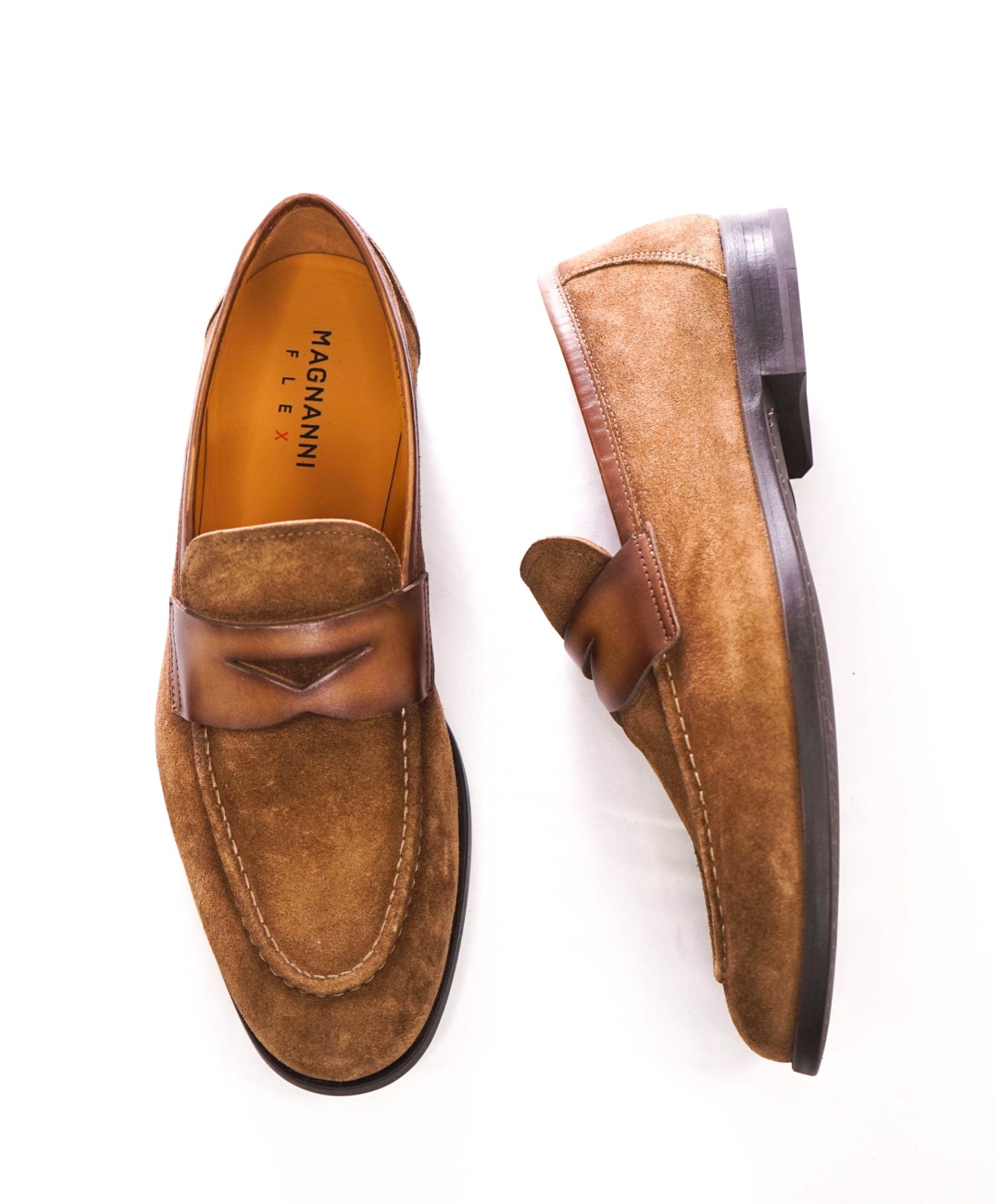 $595 MAGNANNI - Brown Suede "MAGICO" Penny Loafers - US 8 (41EU)
