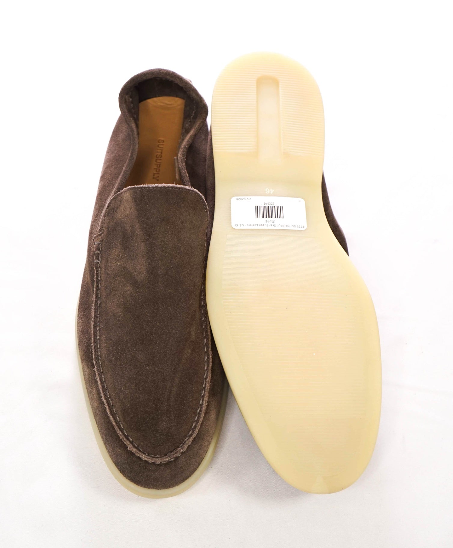 $329 SUITSUPPLY - "SUMMER WALK" Gray Suede Loafers - US 13 (EU46)